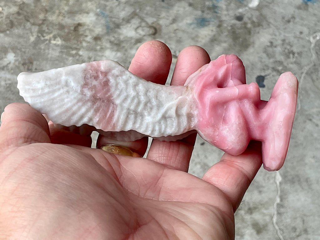 176g Mexican Pink Opal “Weeping Angel” Carving B