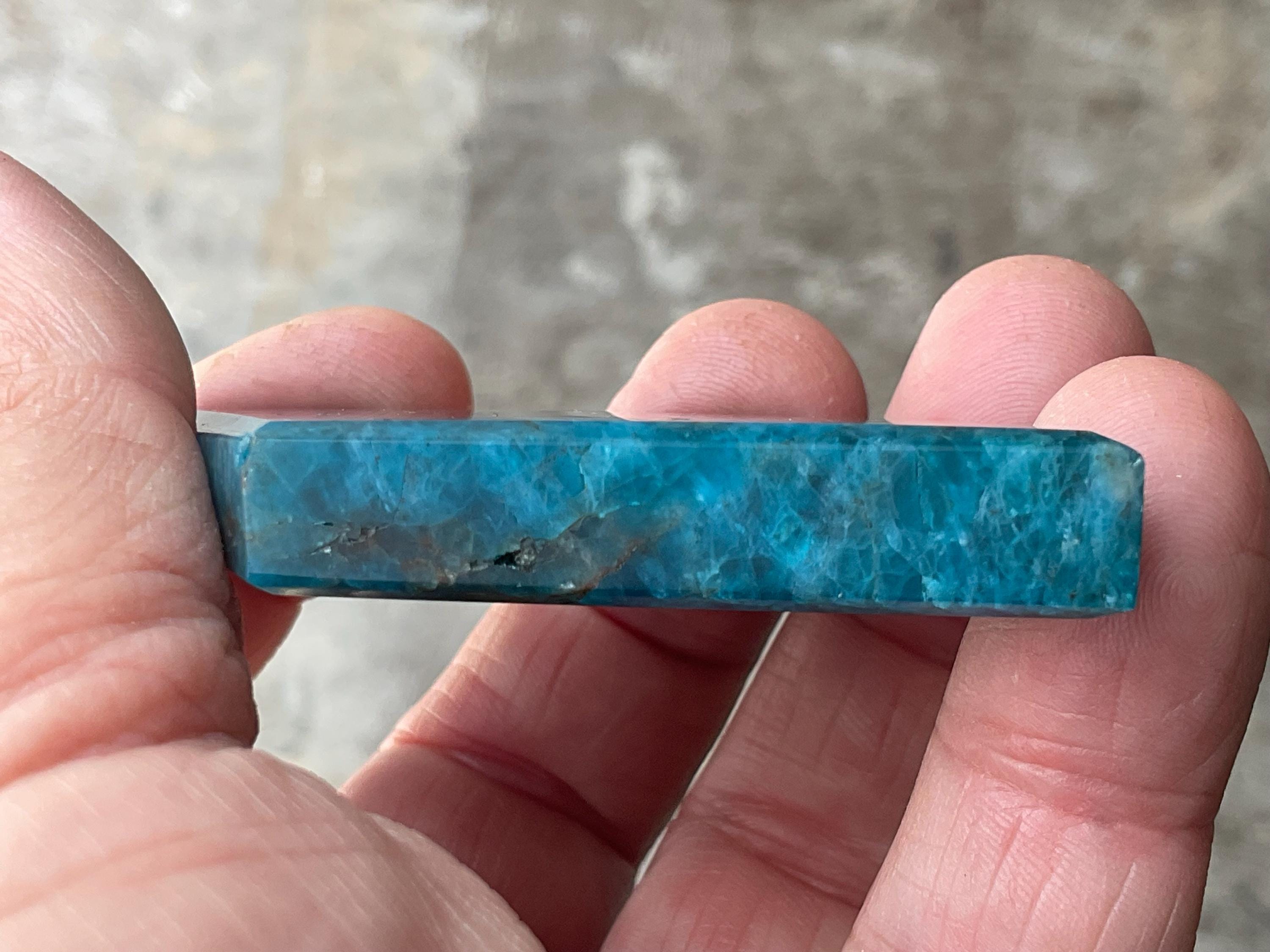 64g Blue Apatite Polished Diamond with stand 1B