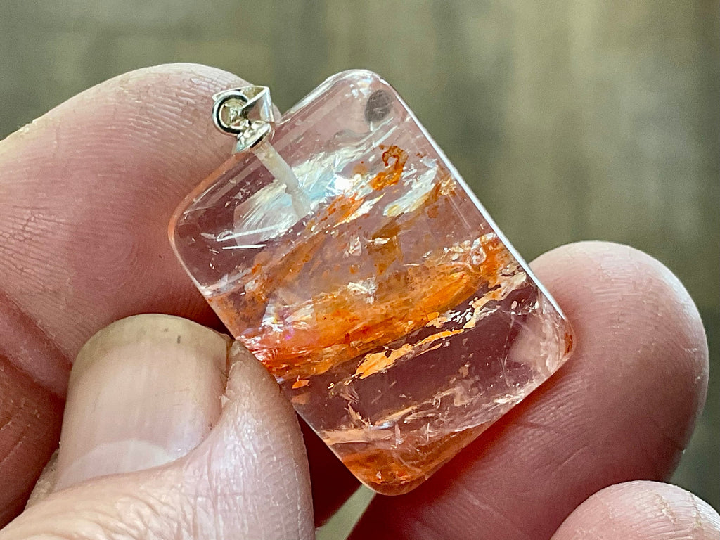 Fire Quartz Pillow Cabochon Pendant 2A