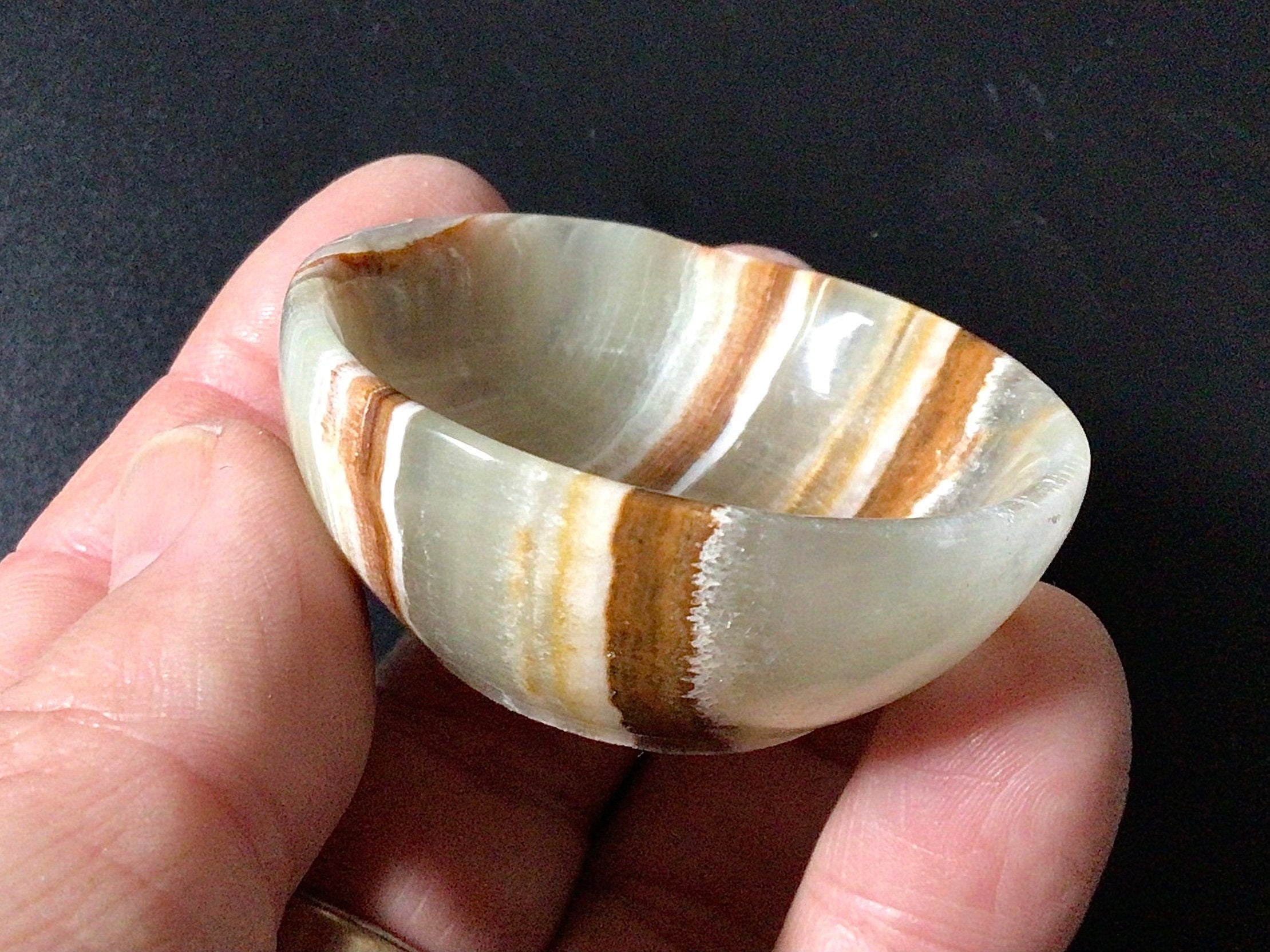 44g Banded Green Onyx Small Trinket Bowl 1E