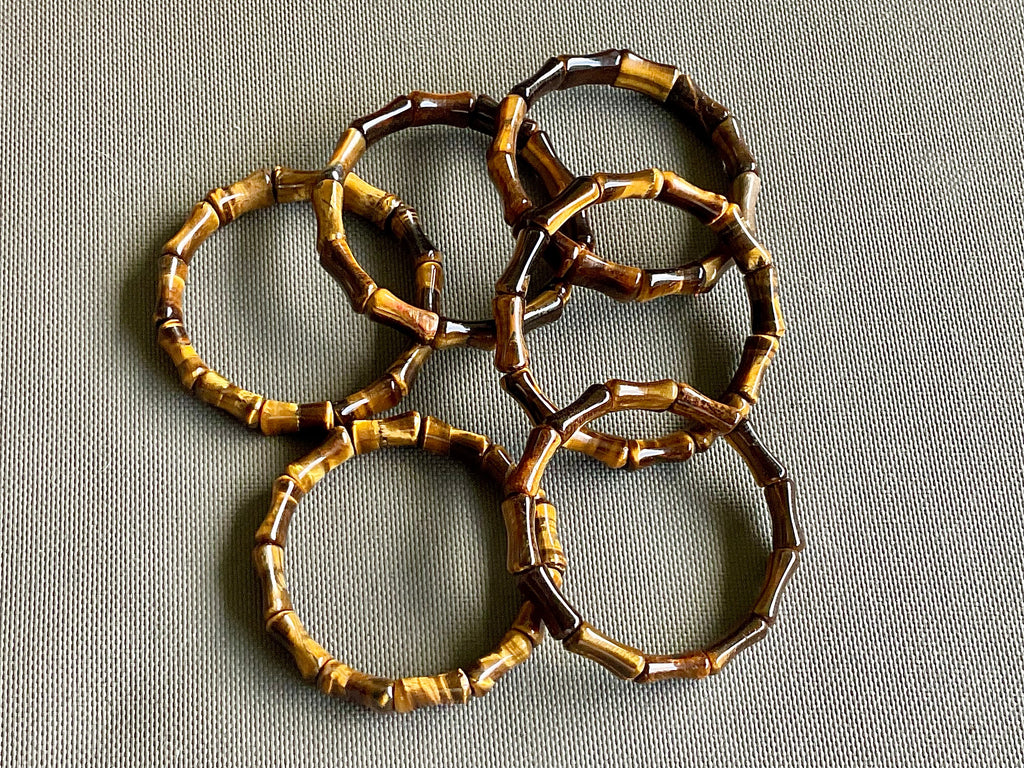 Bamboo Shape Tiger Eye Bead Stretch Bracelet