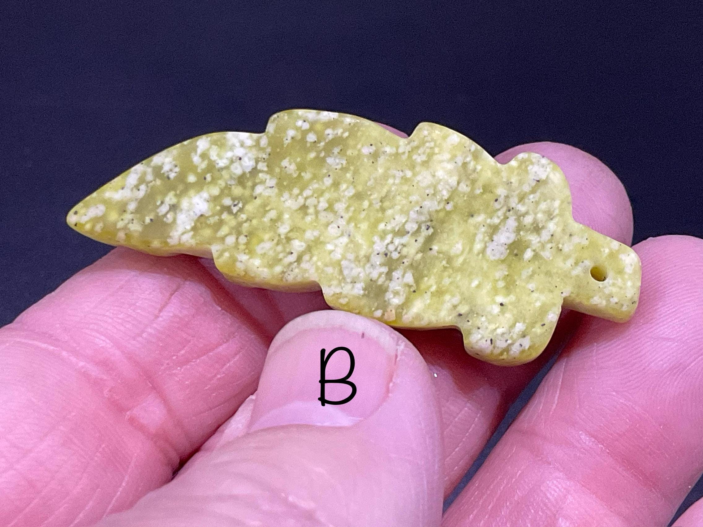 Lime Green Pakistan Asterite Drilled Leaf Pendant Group 2