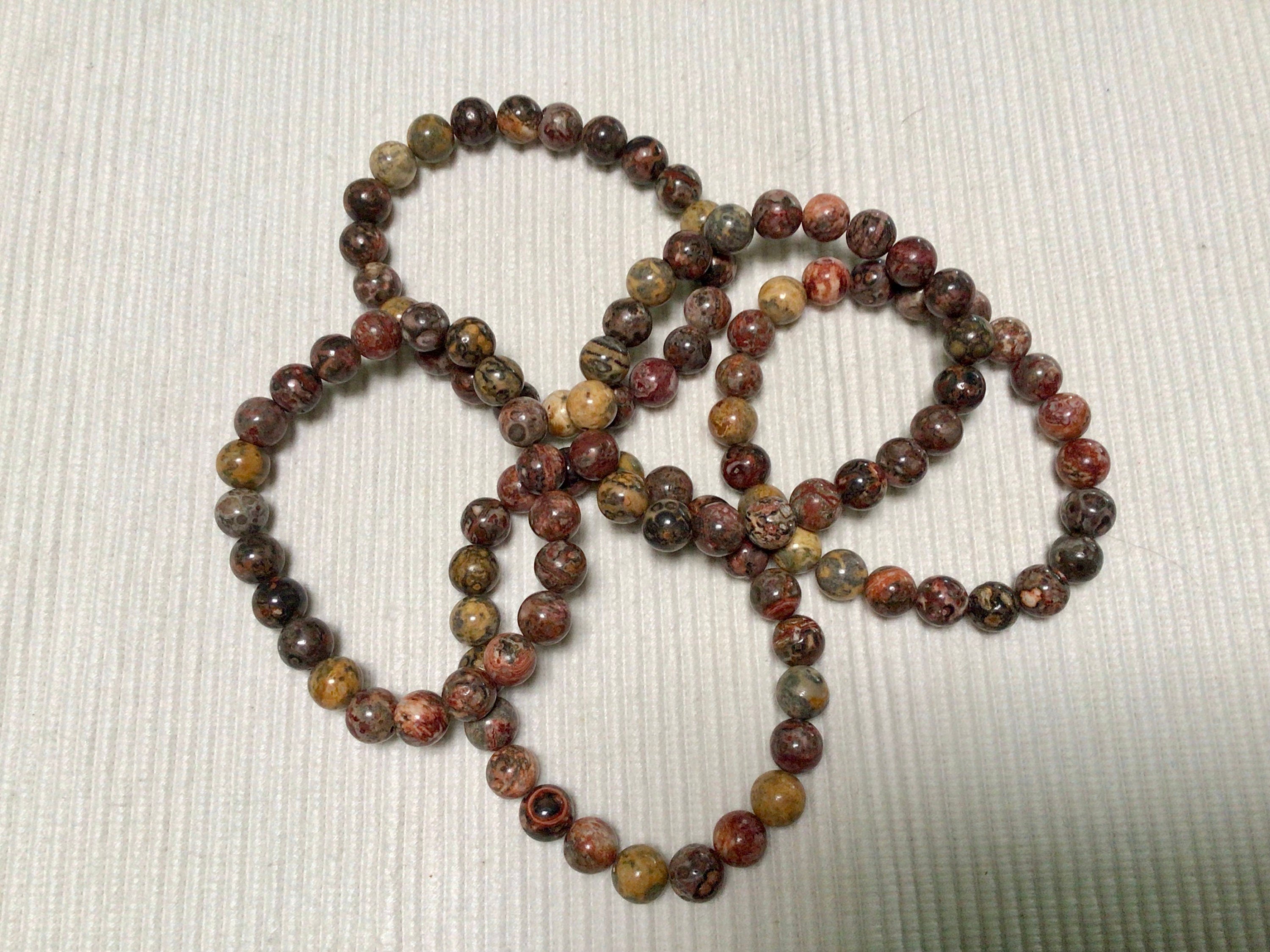 Red Leopard Skin Jasper 8mm Bead Bracelet