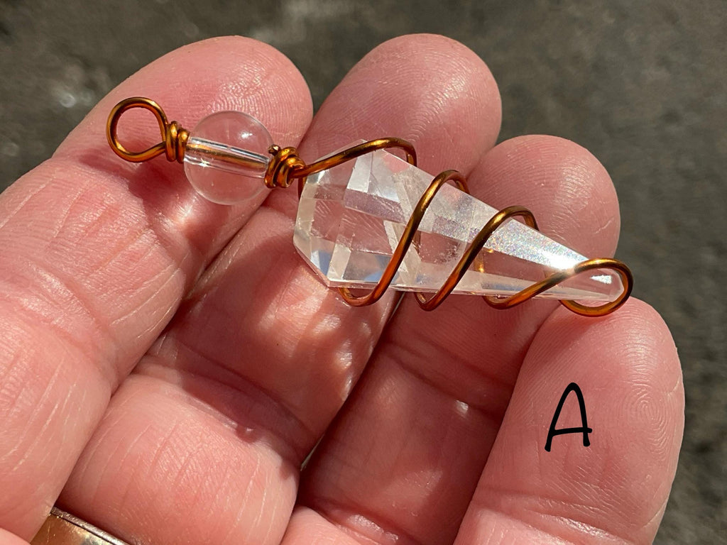 Clear Quartz Pendulum Copper Wire Wrapped Pendant Group 5