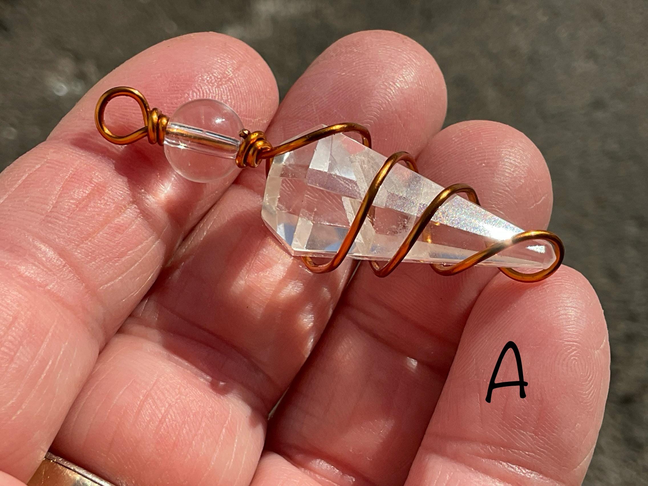 Clear Quartz Pendulum Copper Wire Wrapped Pendant Group 5