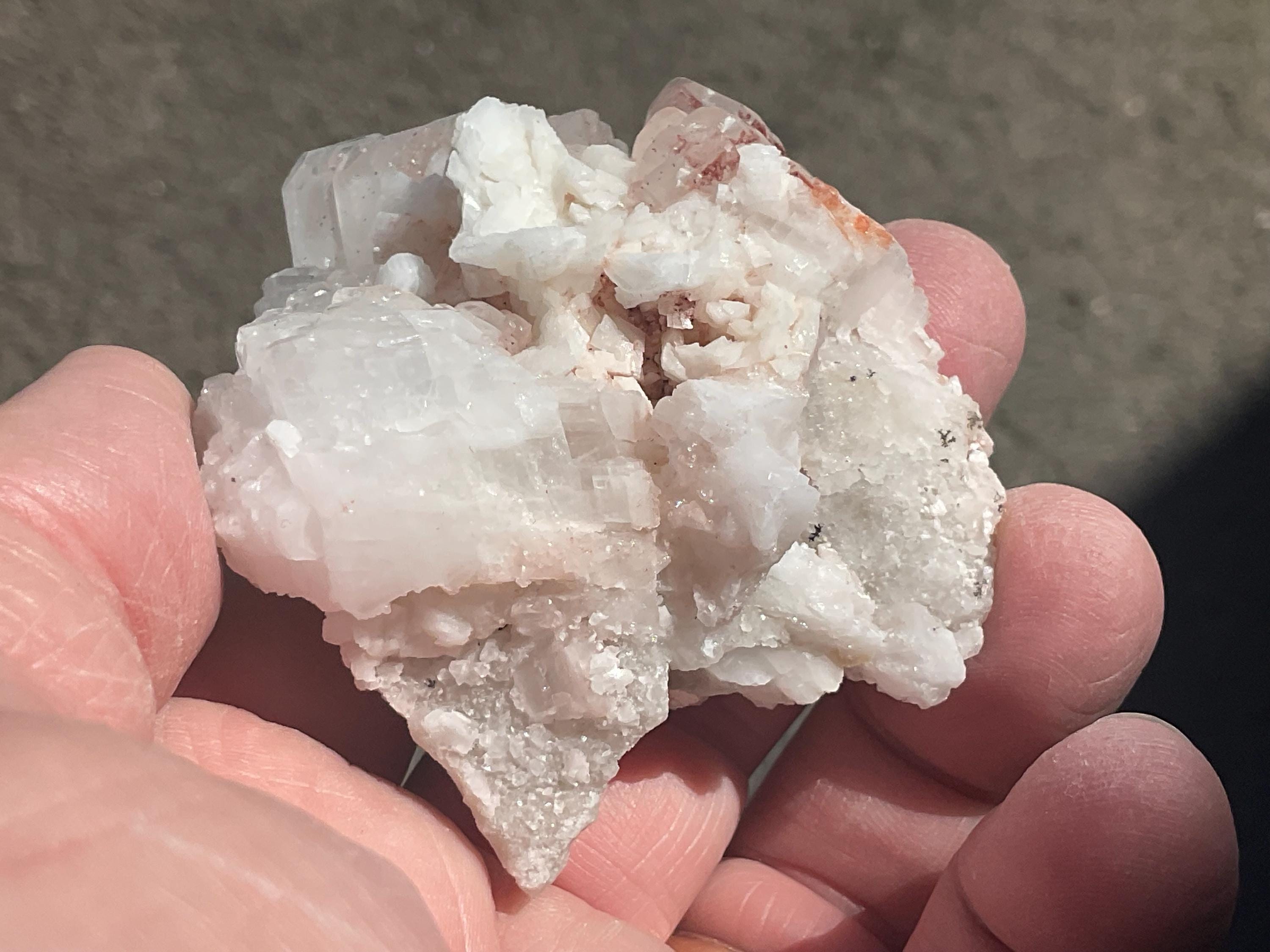 104g White Dolomite on White Calcite Specimen A from Hunan, China
