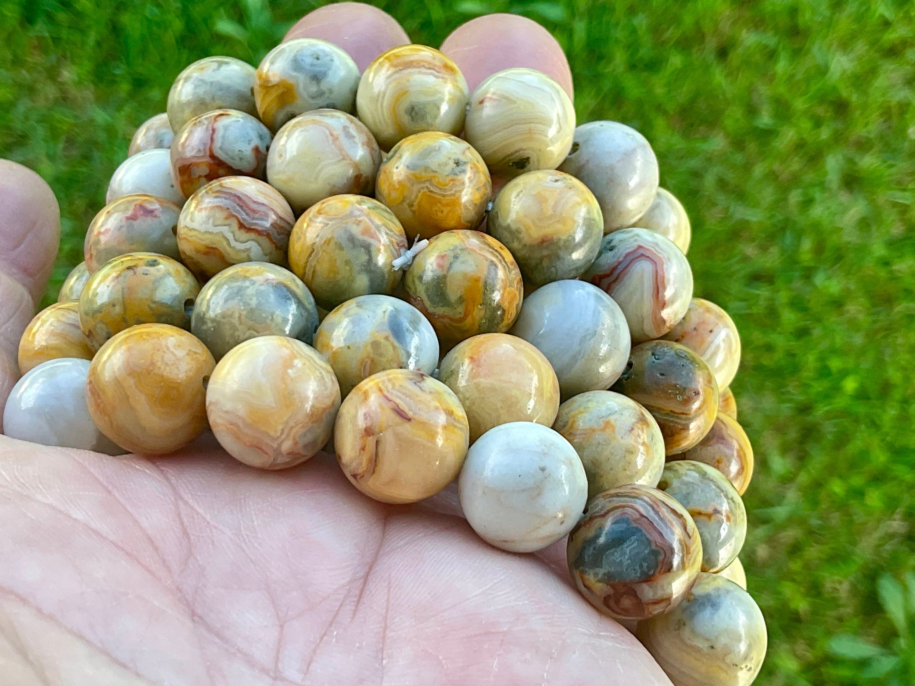 Mexican Crazy Lace Agate 12mm Bead Bracelet