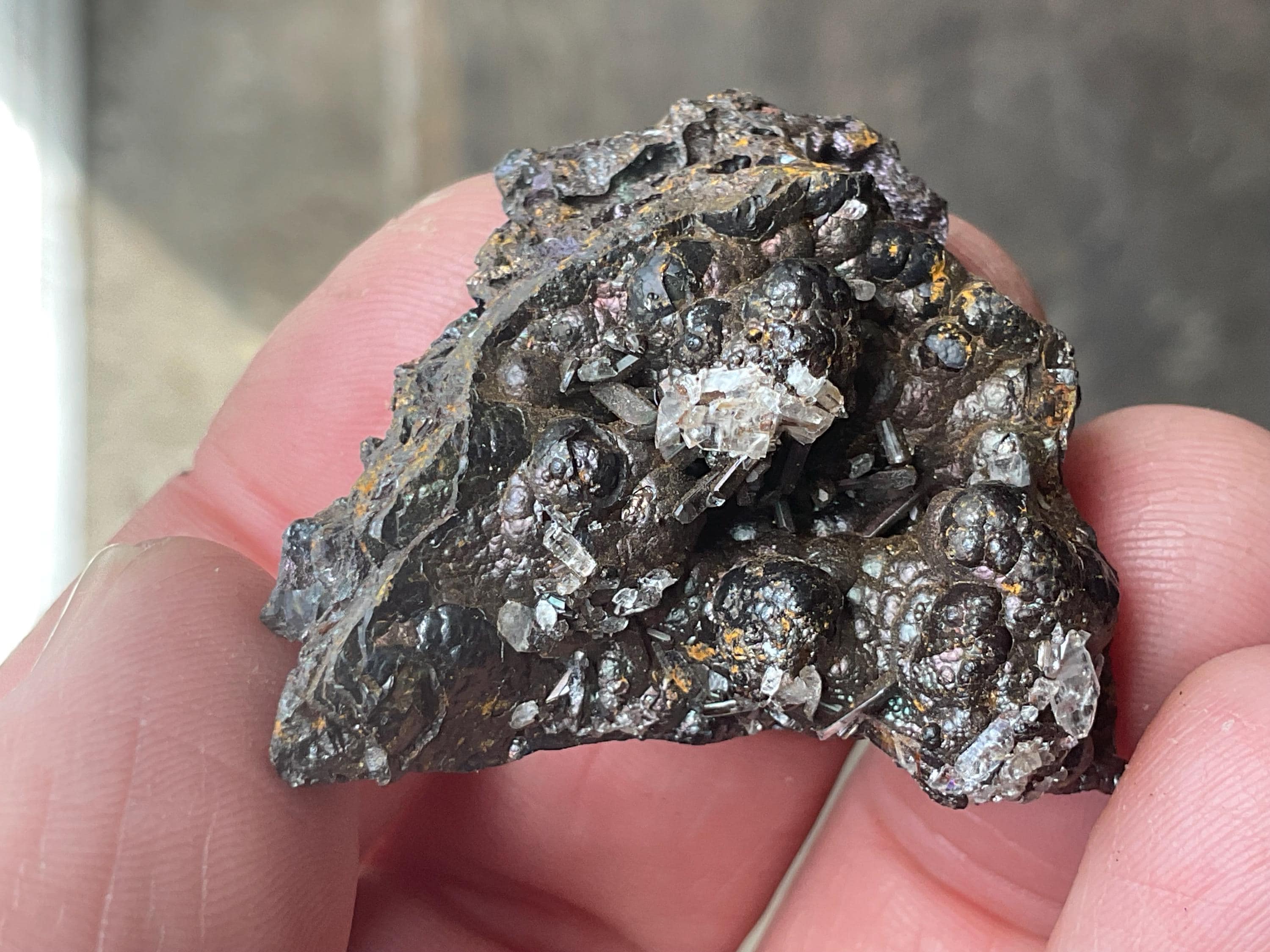 18g Iridescent Goethite/Limonite with Selenite Crystals Specimen 2B from Hubei, China