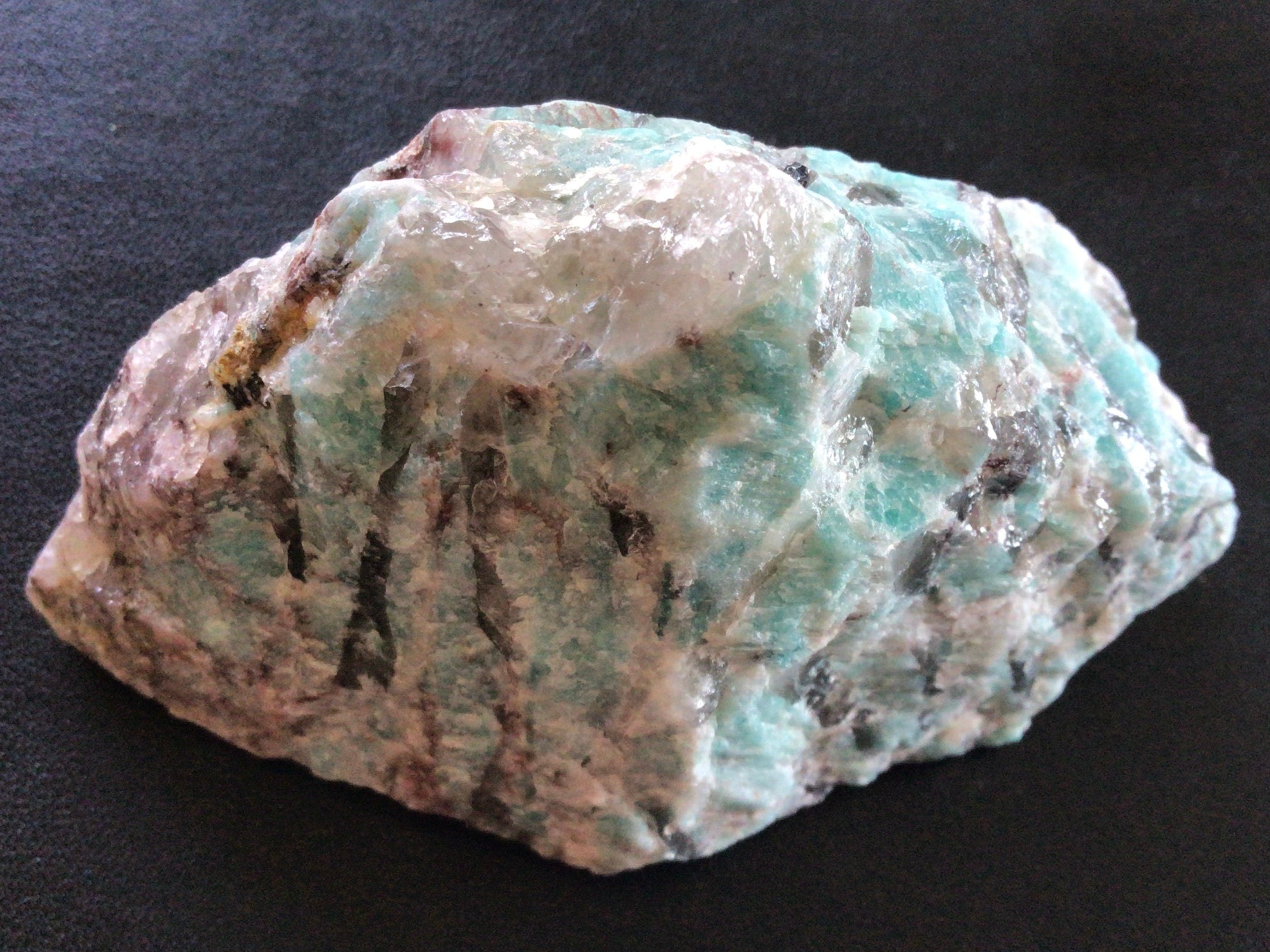 243g Amazonite Rough Chunk with Red Hematite staining 1E