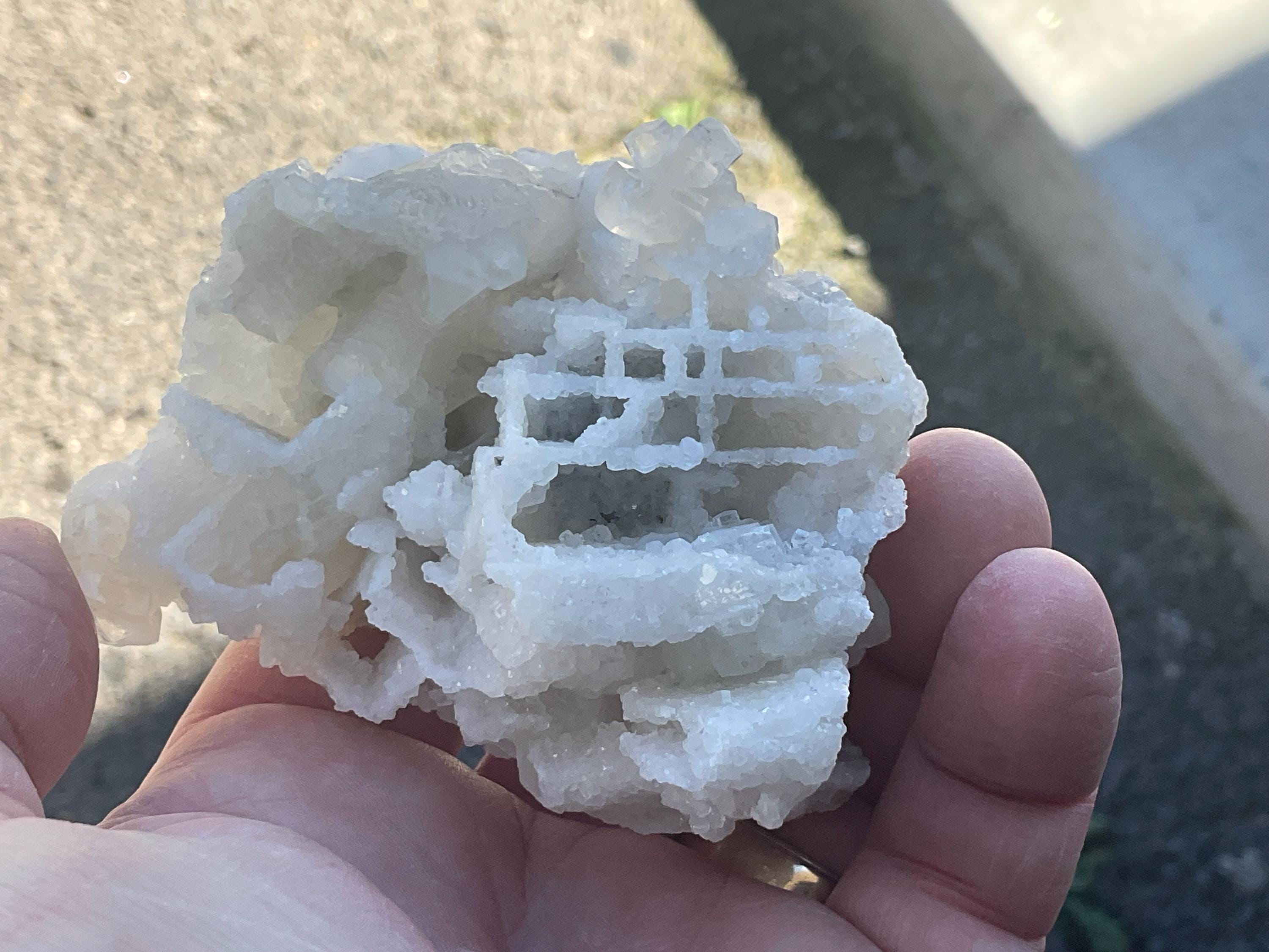 166g Calcite on White Sphalerite Lattice Specimen from Hunan, China