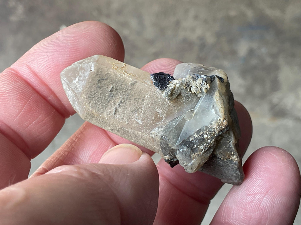 24g Molybdenite on Quartz Point Specimen 2B from Deepwater, Australia