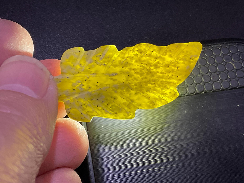 Lime Green Pakistan Asterite Drilled Leaf Pendant Group 4