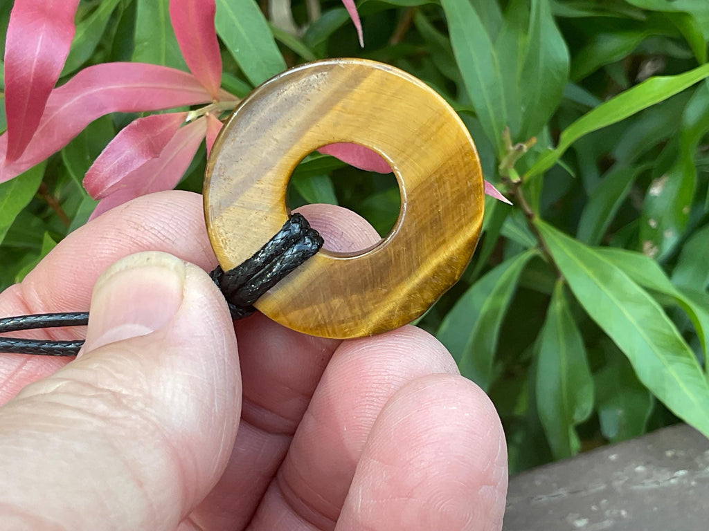 Tiger Eye Donut Flower Pendant A