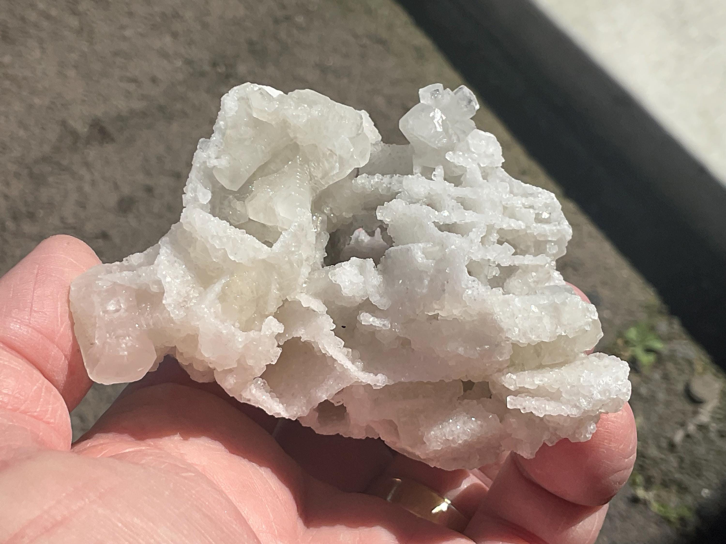 166g Calcite on White Sphalerite Lattice Specimen from Hunan, China