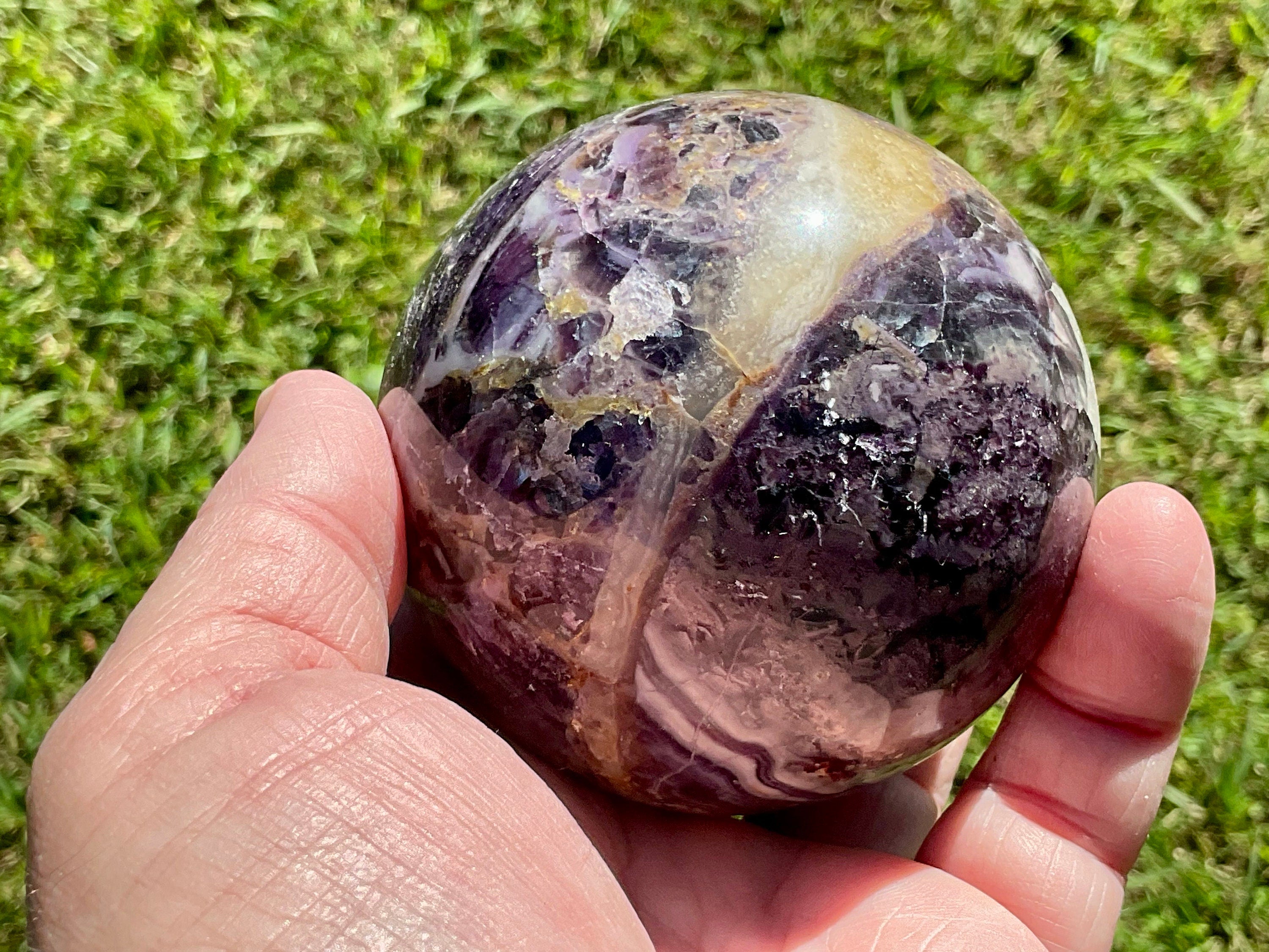 700g (Repaired) Brecciated Fluorite Sphere 4A