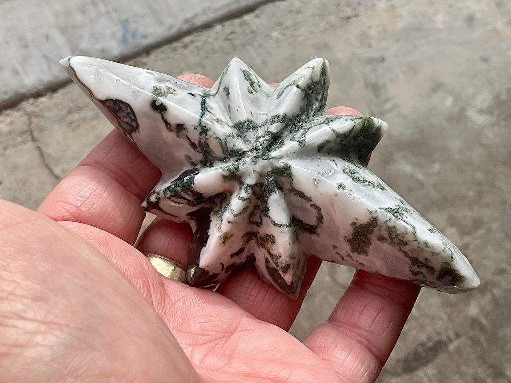 120g Moss Agate Polaris with stand 2C