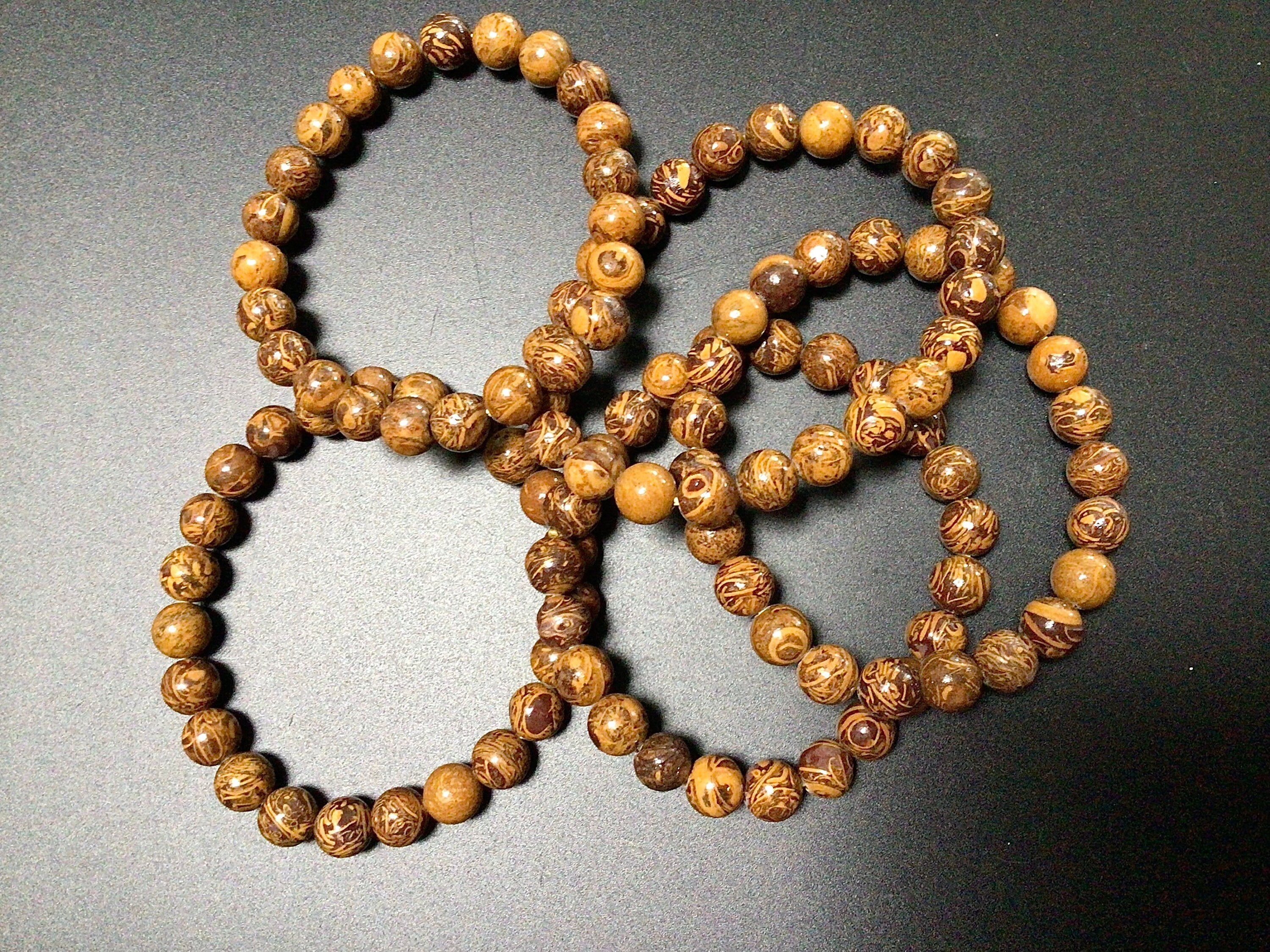 Calligraphy Stone 8mm Bead Bracelet