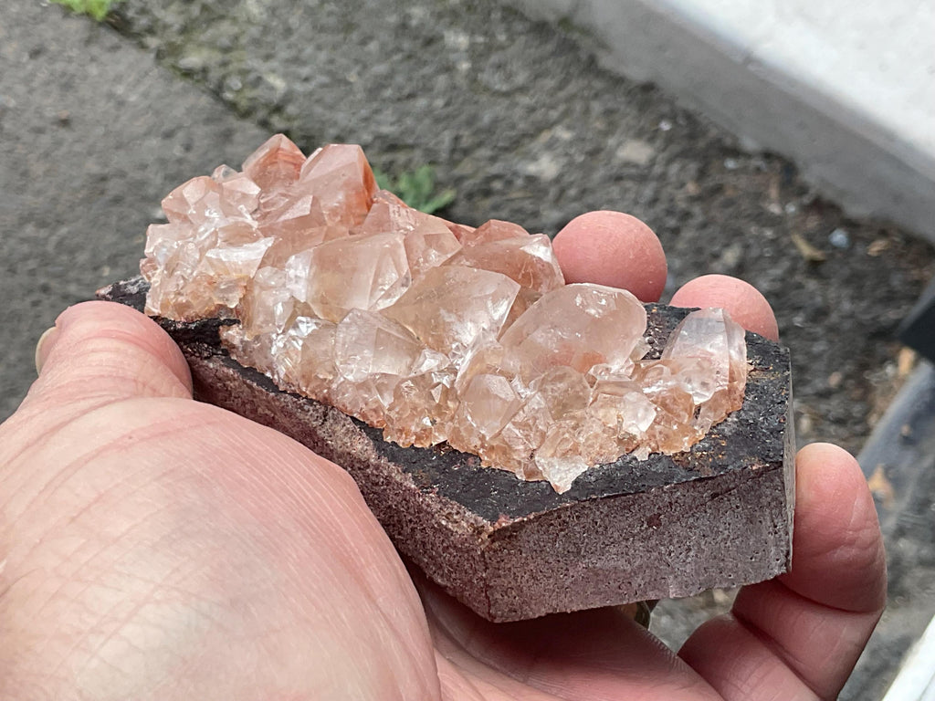 266g Blocky Calcite on Hematite Quartzite Specimen 3A from Hubei, China