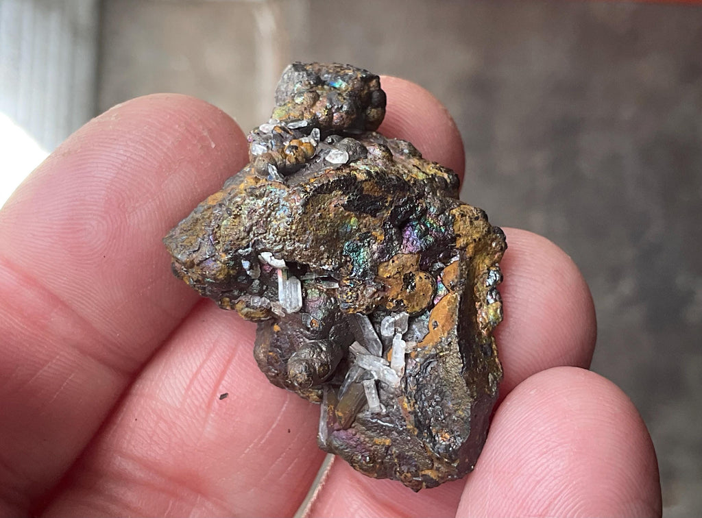 14g Iridescent Goethite/Limonite with Selenite Crystals Specimen 1C from Hubei, China