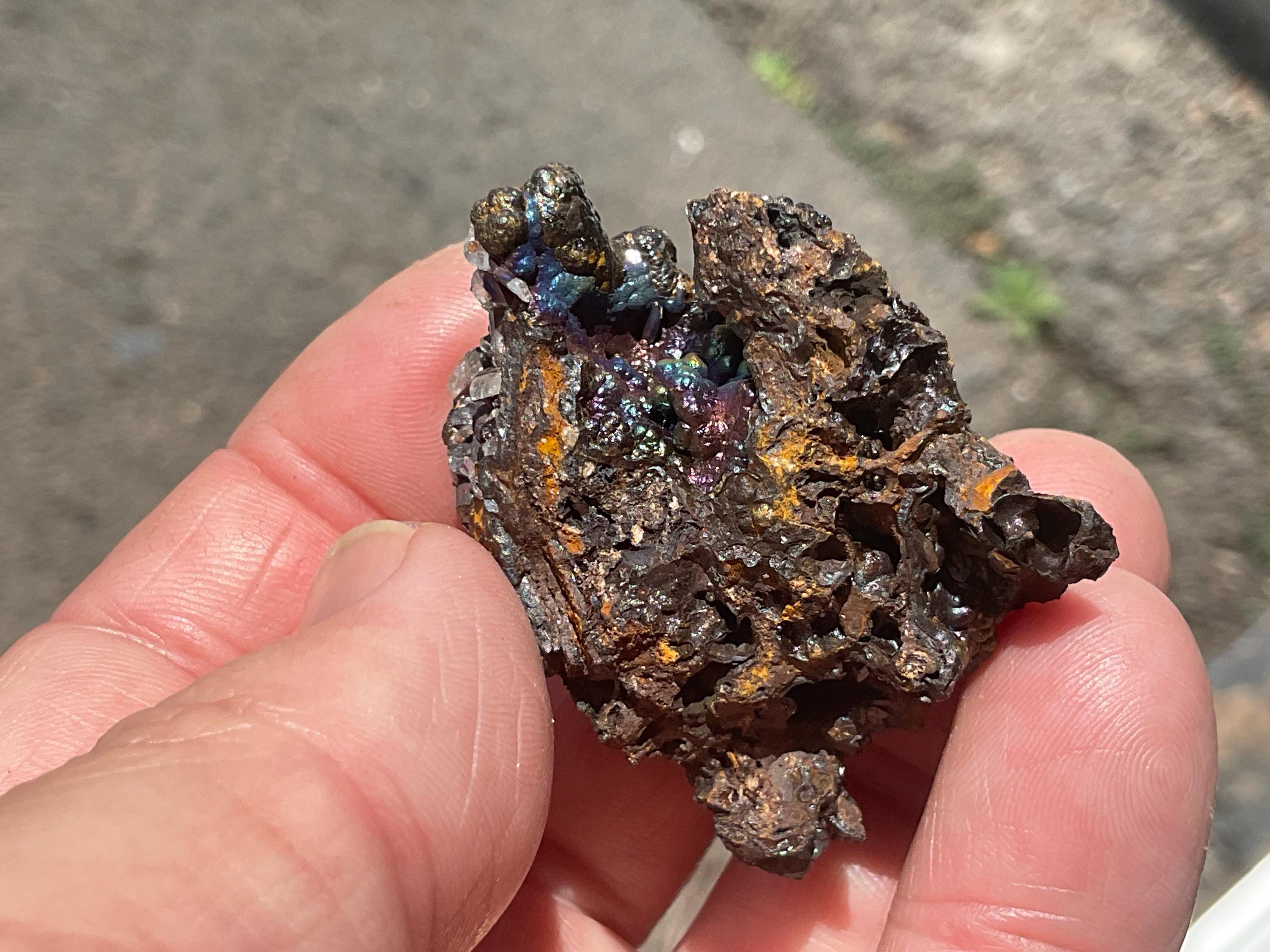 34g Iridescent Goethite/Limonite with Selenite Crystals Specimen 4B from Hubei, China