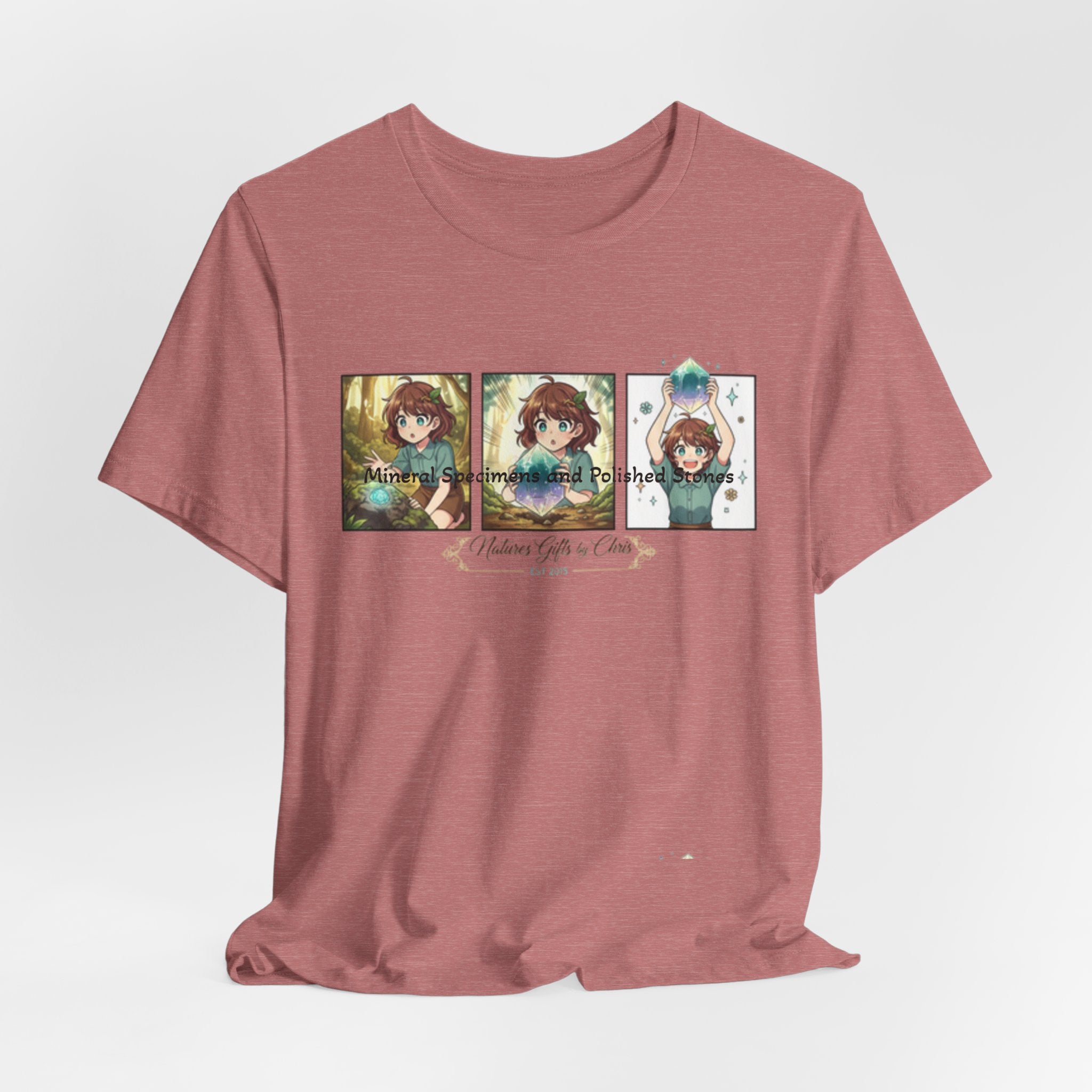 Mineral Specimens & Polished Stones Tee — Vintage Crystal Collector Graphic T-Shirt