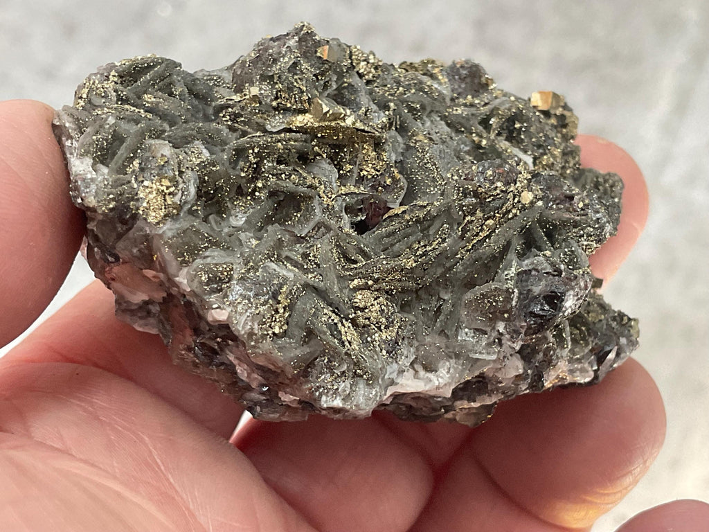 108g Pyrite encrusted Calcite on Limonite Quartz Specimen 2B from Fujian, China