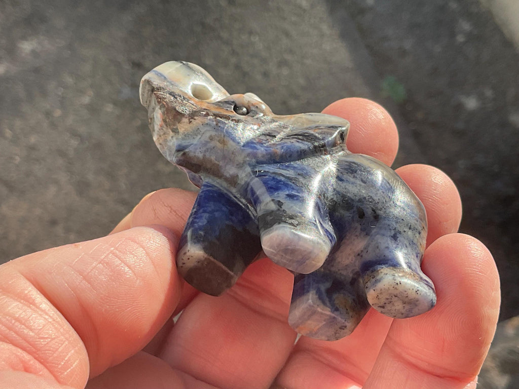Sodalite Elephant Carving