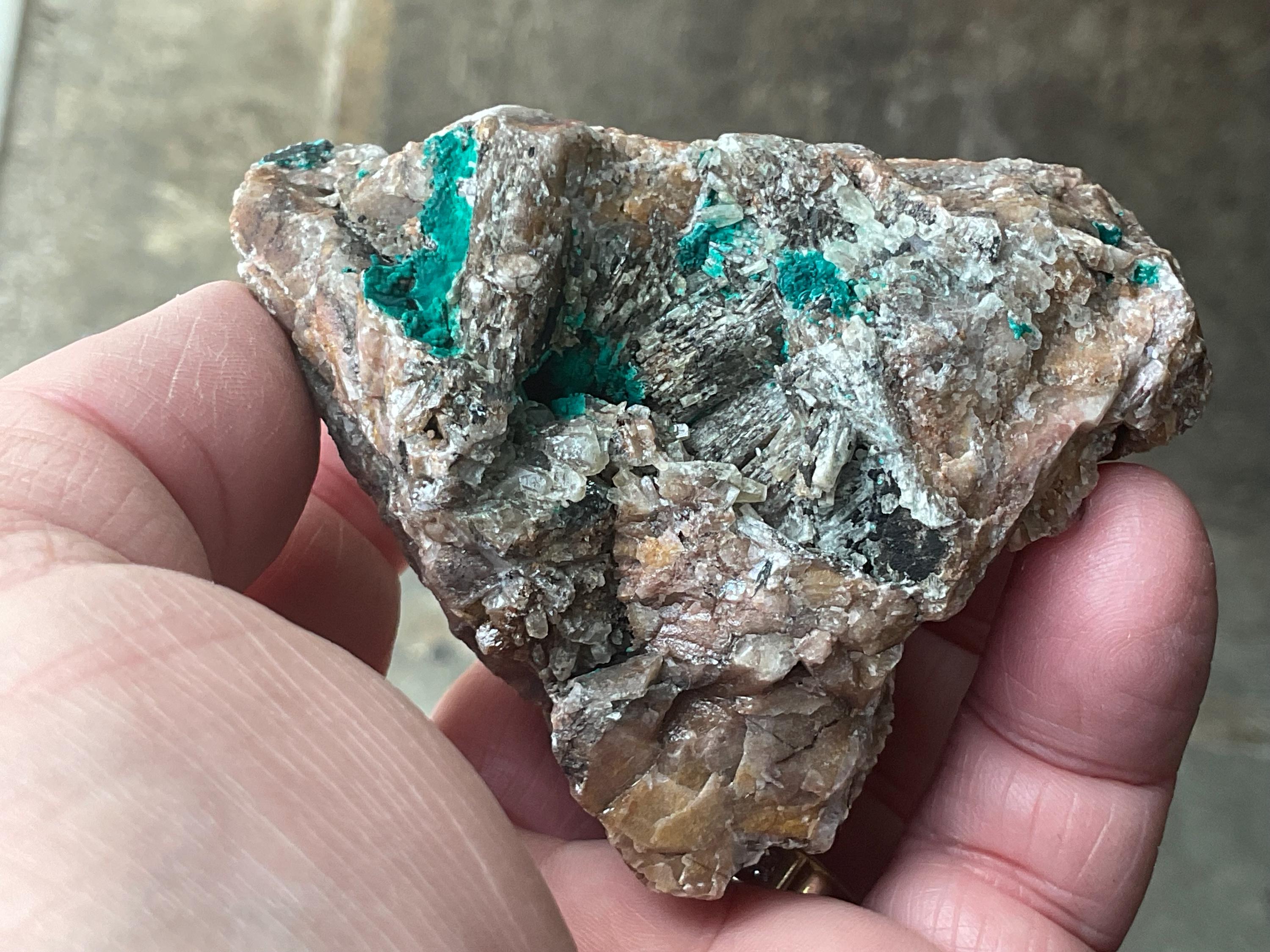 326g Malachite and Selenite on Dolomite Matrix Specimen 3A