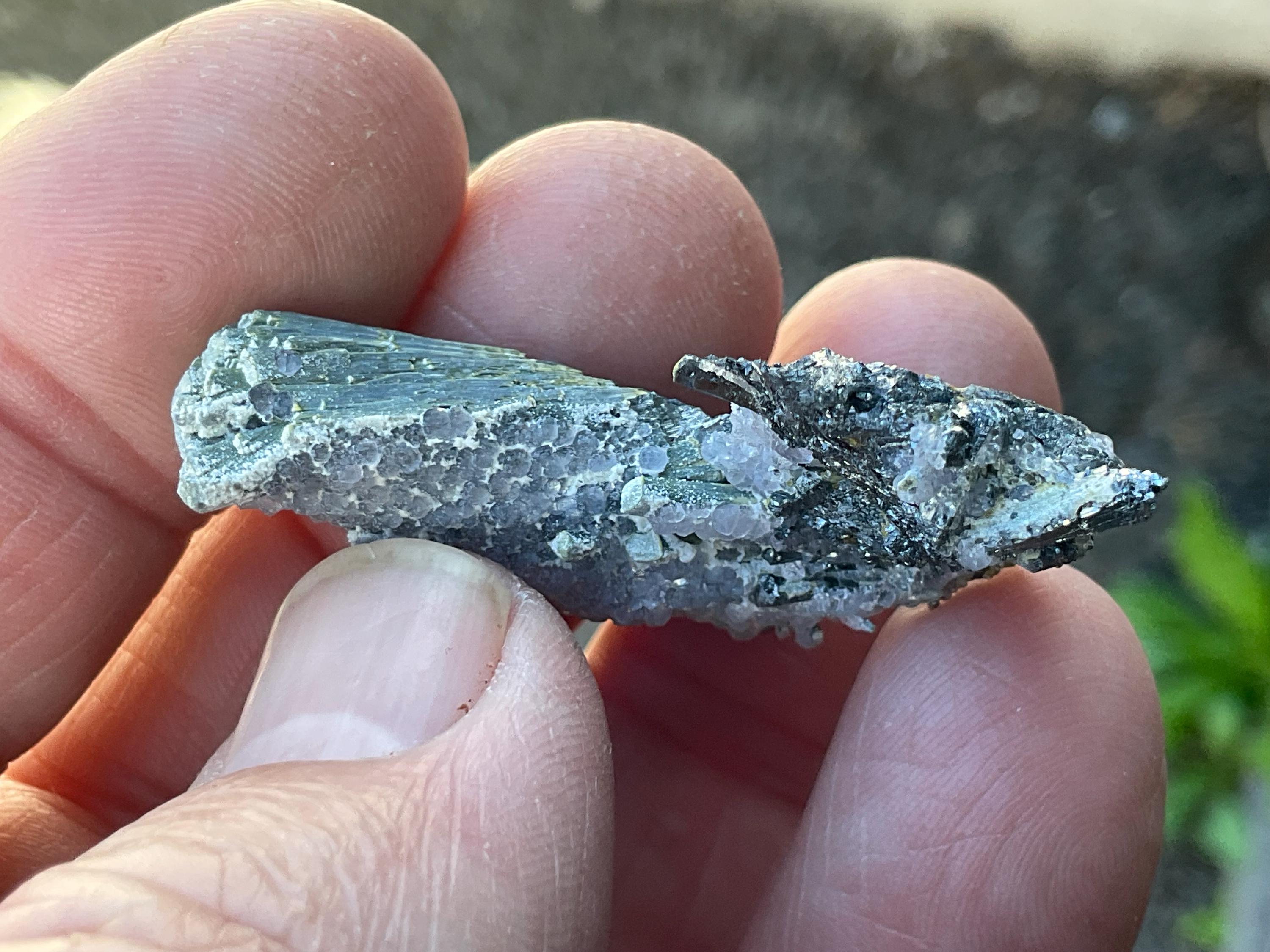 10g Fluorite on Stibnite Specimen 1B from Jiangxi, China