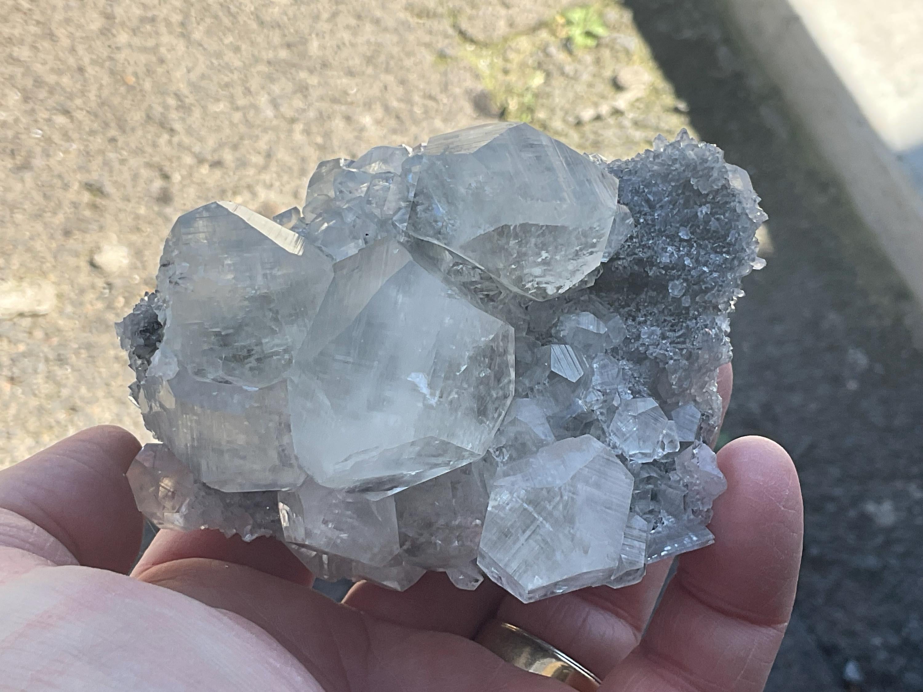 376g Large Diamond Calcite on Quartz Specimen B from Fujian, China