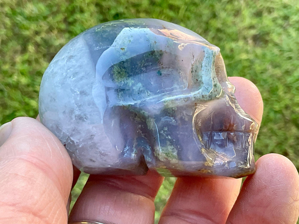 137g Moss Agate Skull 3C