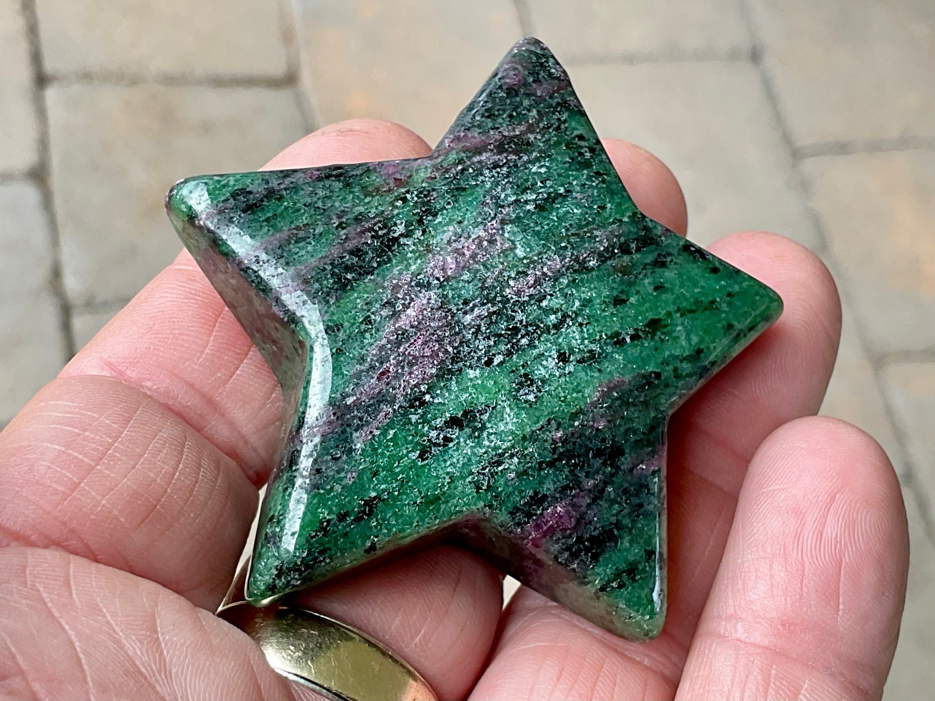 73g Ruby in Zoisite Polished Star 1D