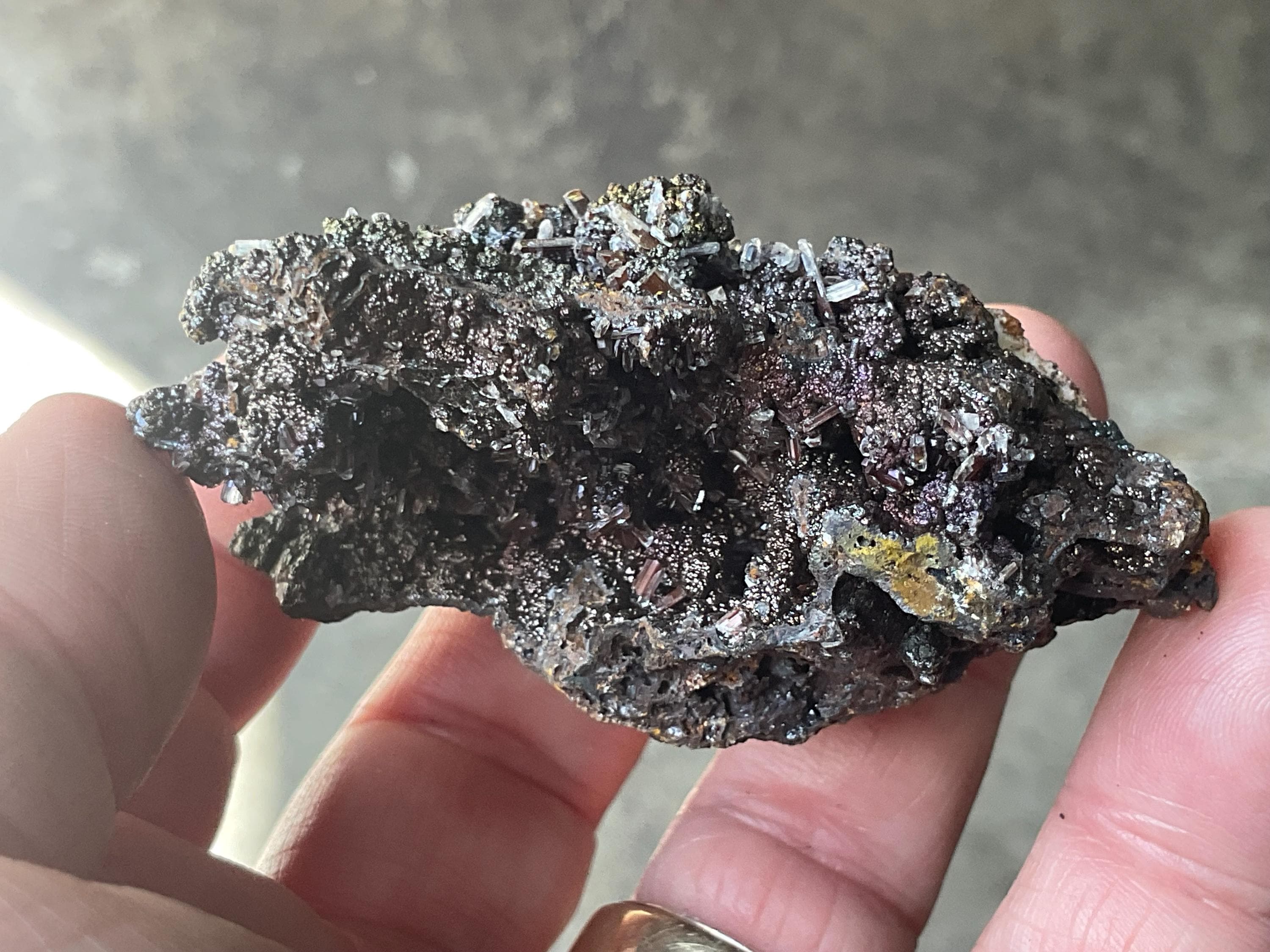 70g Iridescent Goethite/Limonite with Selenite Crystals Specimen 6A from Hubei, China