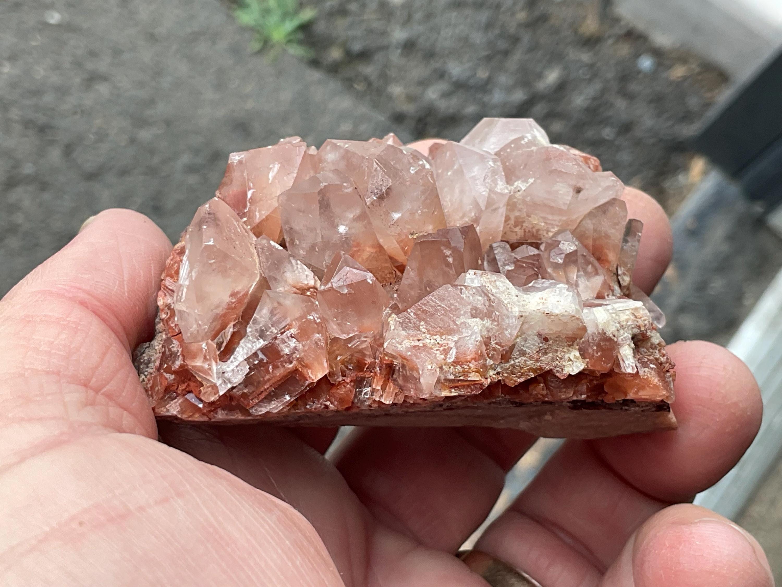 144g Blocky Calcite on Hematite Quartzite Specimen 1B from Hubei, China