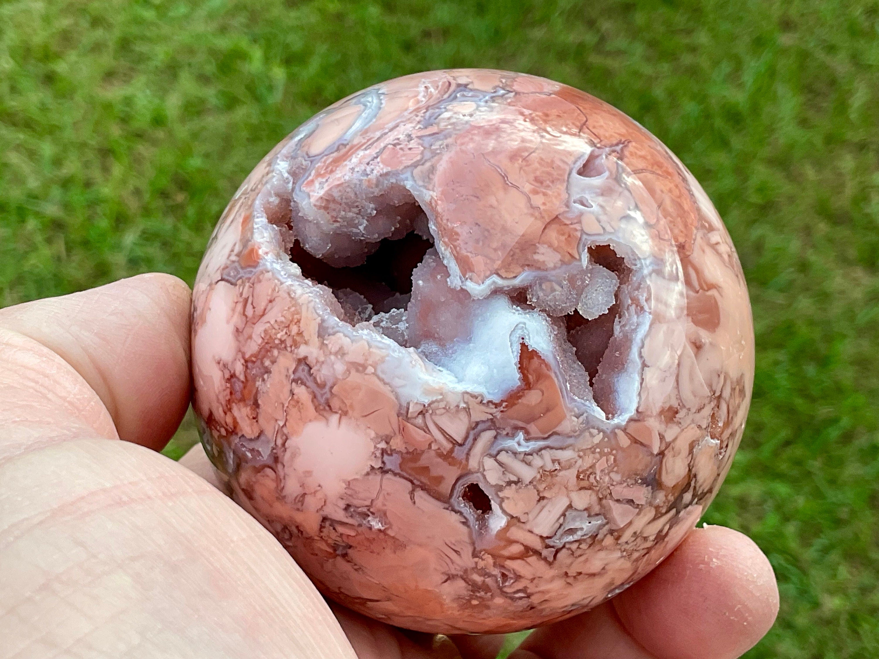 408g “Pink Petal Agate” Sphere A
