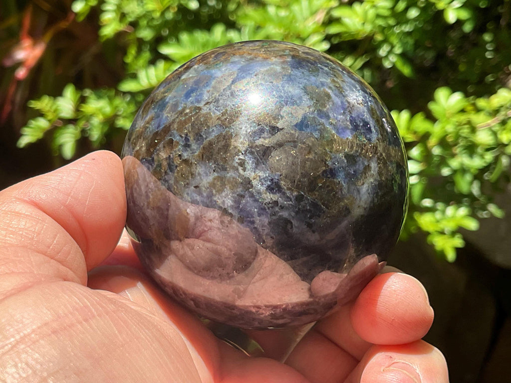 372g Iolite with Apatite Sphere 4B