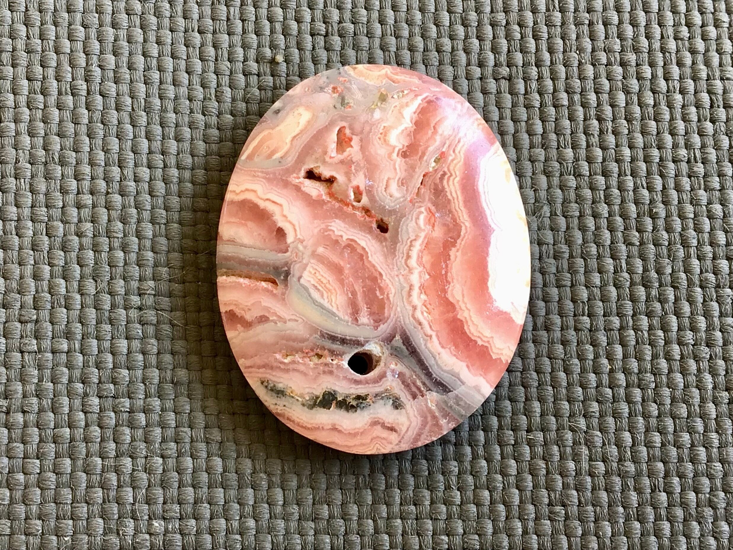 7g Rhodochrosite Drilled Pendant 6B