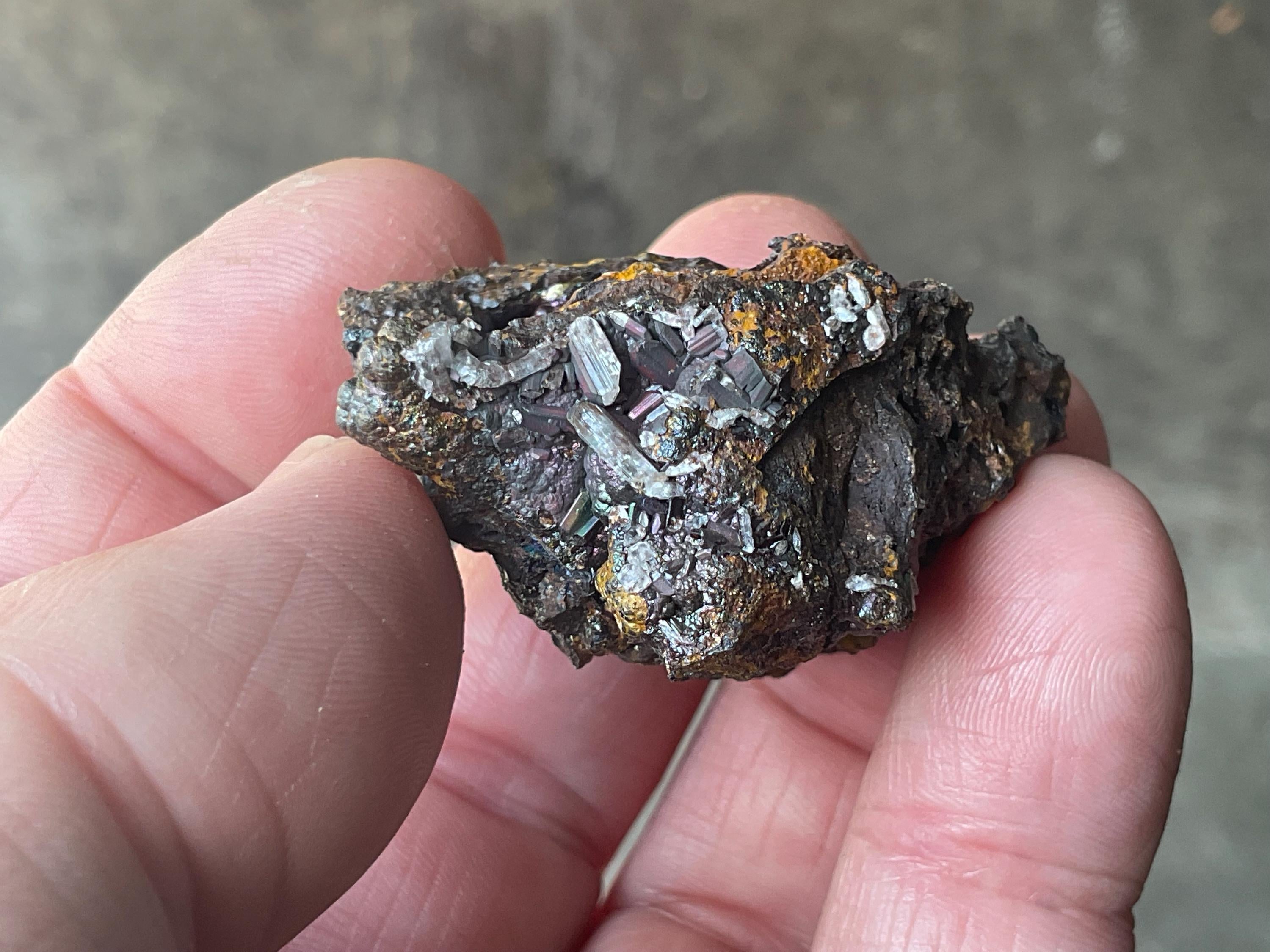 34g Iridescent Goethite/Limonite with Selenite Crystals Specimen 4B from Hubei, China