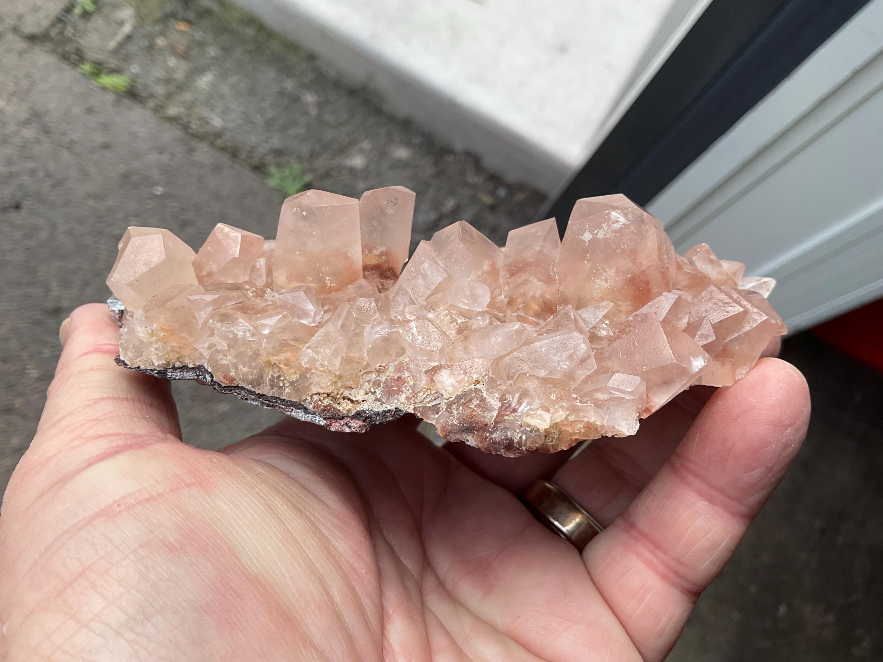 278g Blocky Calcite on Hematite Quartzite Specimen 3B from Hubei, China
