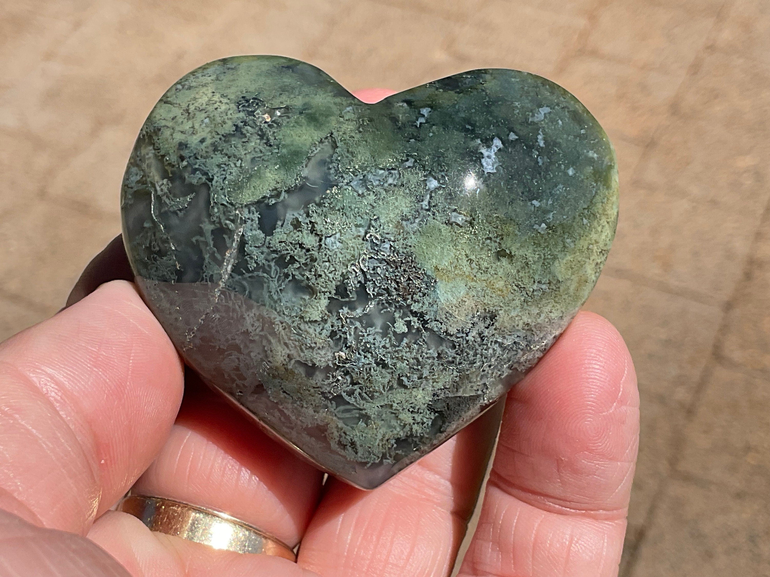 99g Moss Agate Puffy Heart 2A