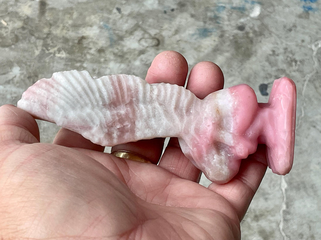 176g Mexican Pink Opal “Weeping Angel” Carving B