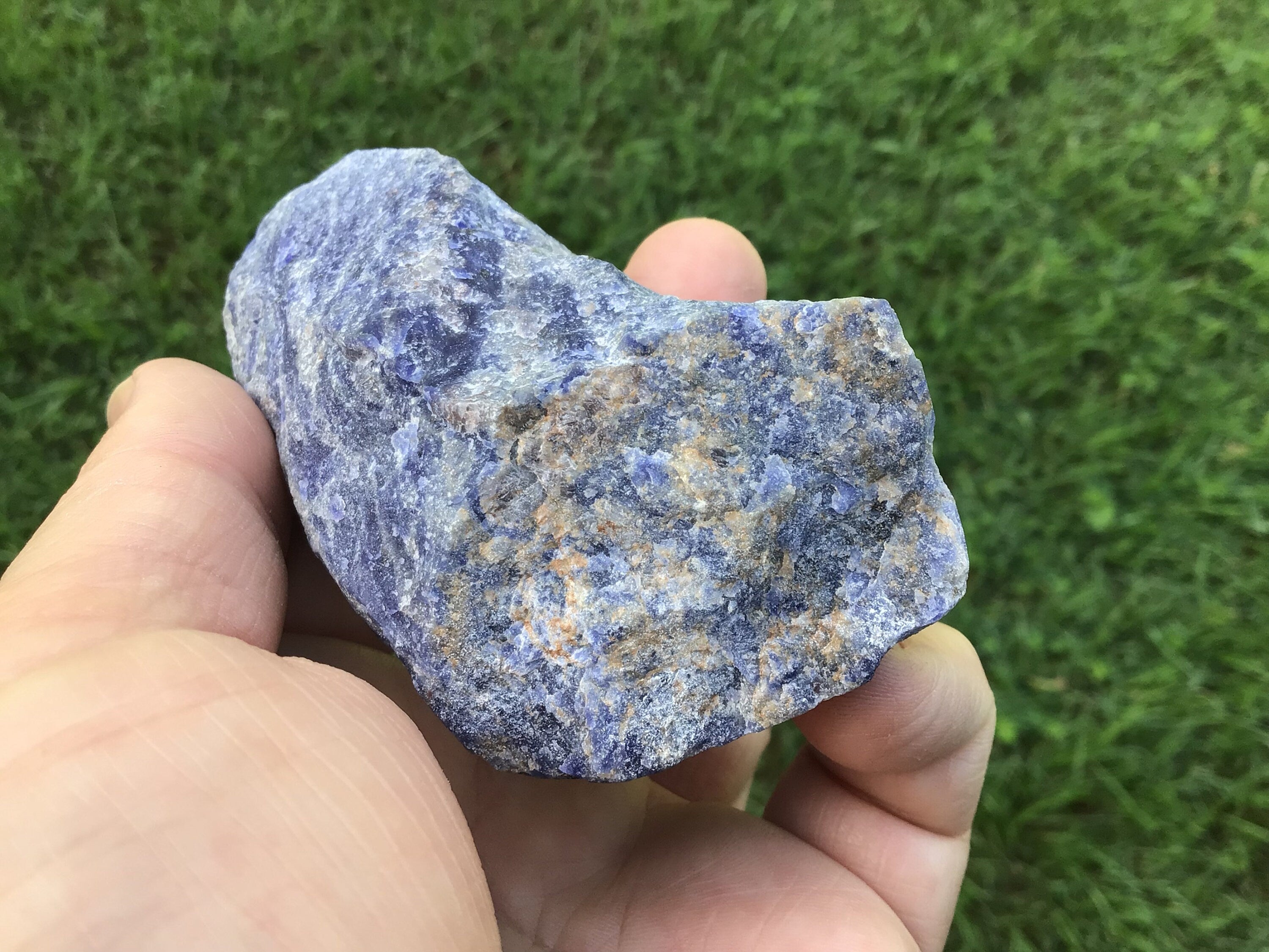 195g Sodalite with Graphite One Side Polished 1C