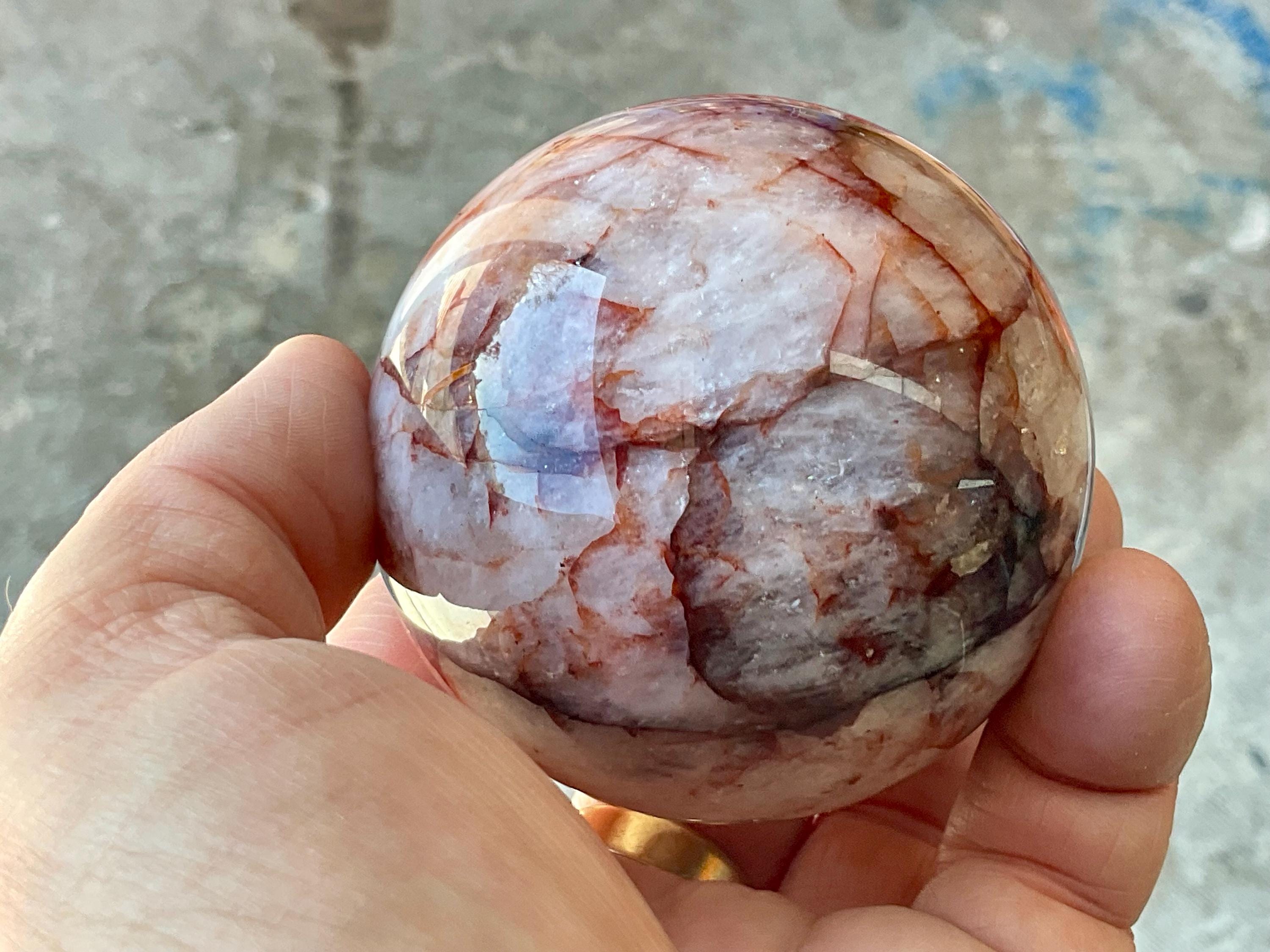 386g Fire Quartz (Hematite Quartz) Sphere 3A