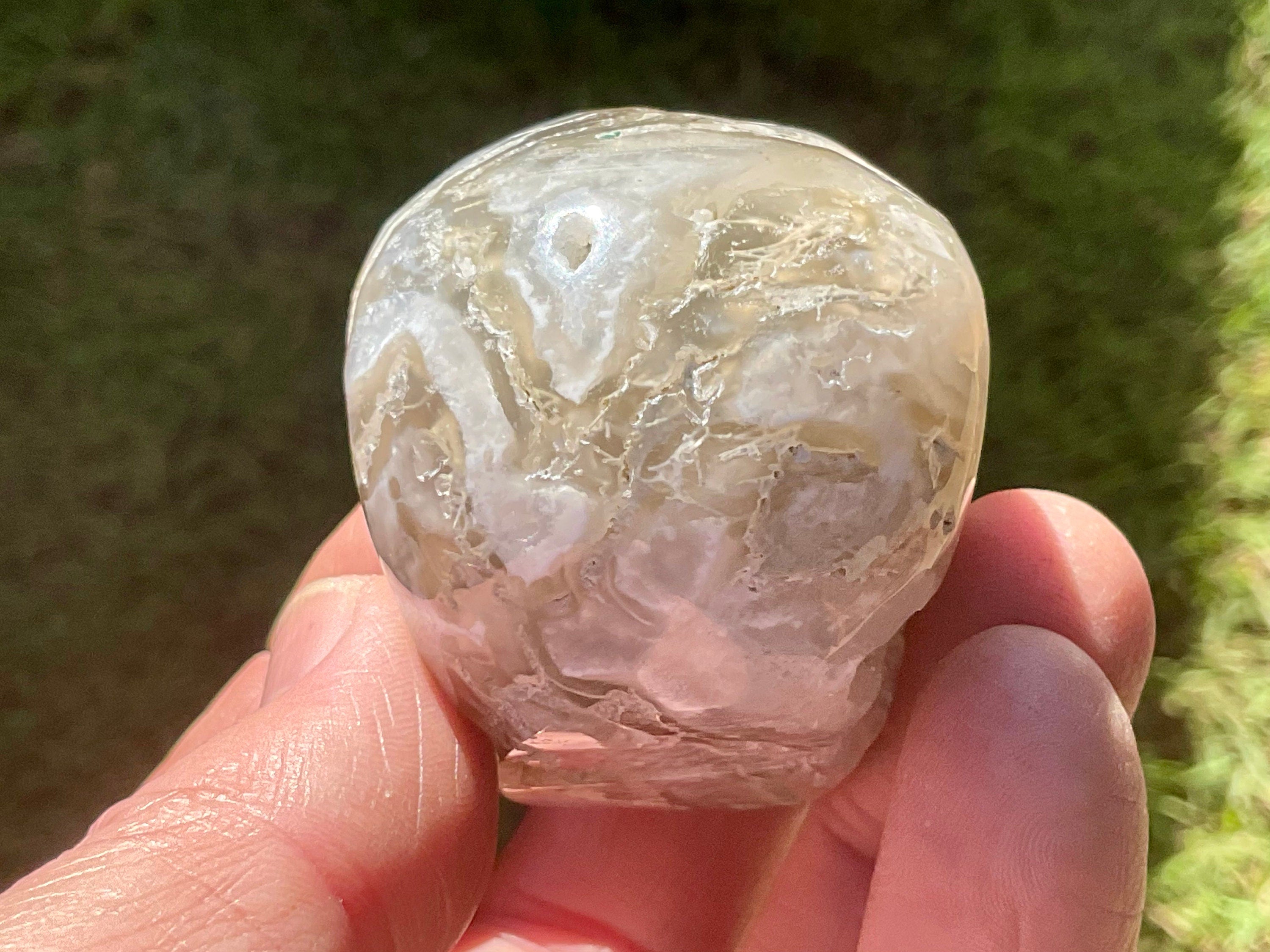 117g Moss Agate Skull 1B