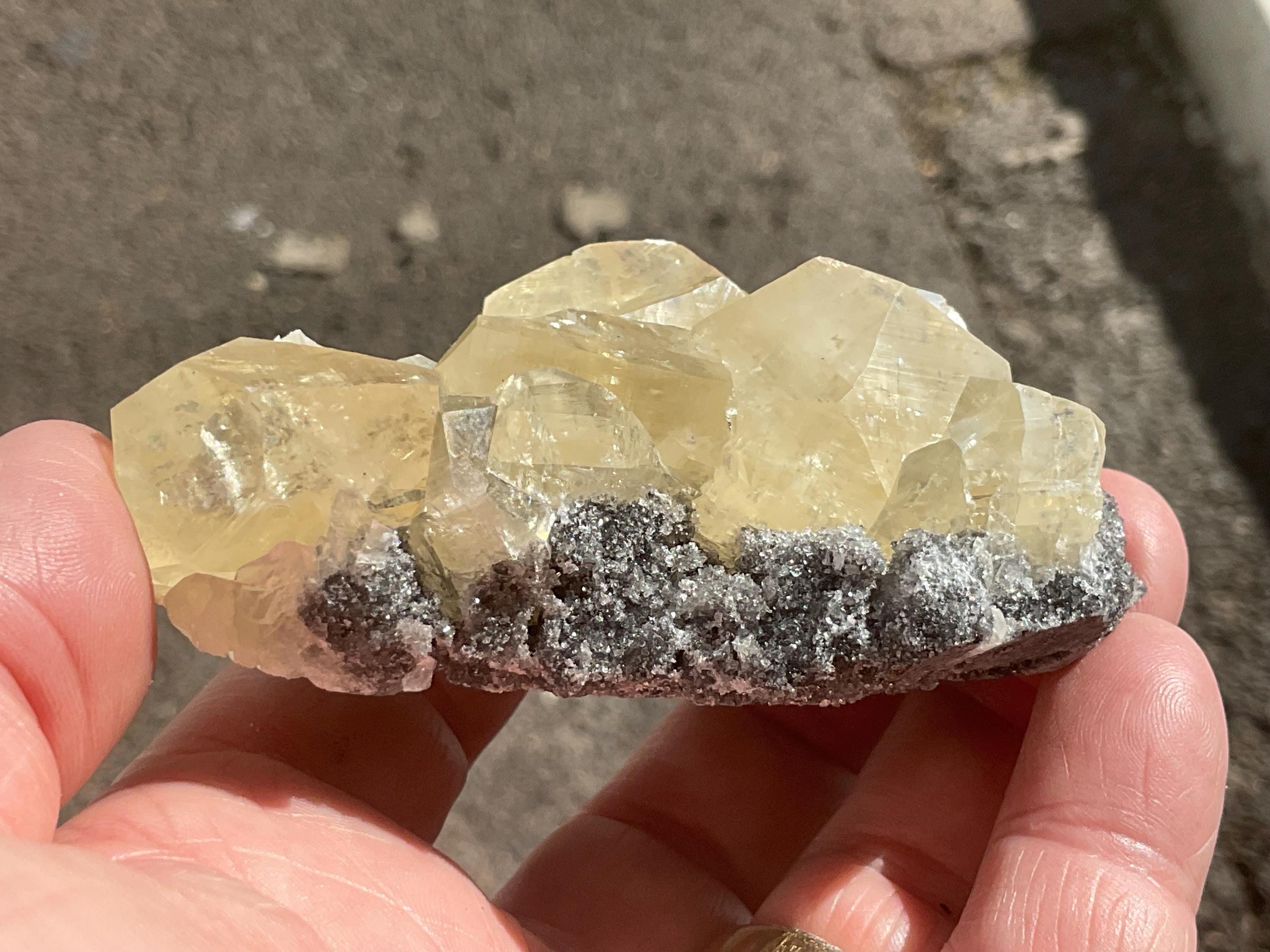 162g Champagne Diamond Calcite on Quartz/Sphalerite Matrix Specimen from Fujian, China