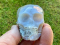 117g Moss Agate Skull 1B