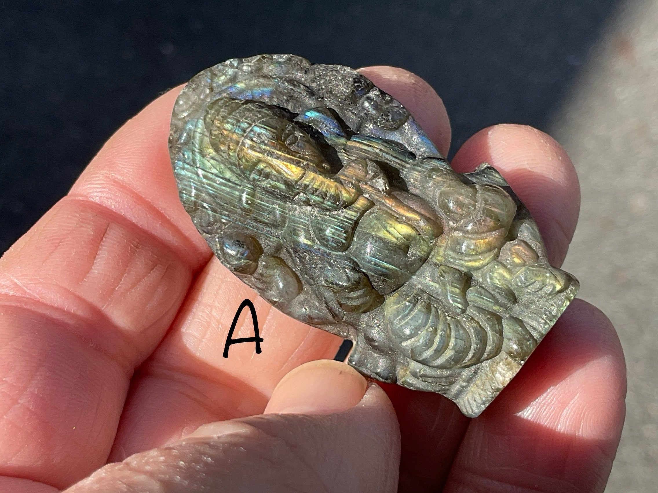 Labradorite Ganesha Carving Group 2