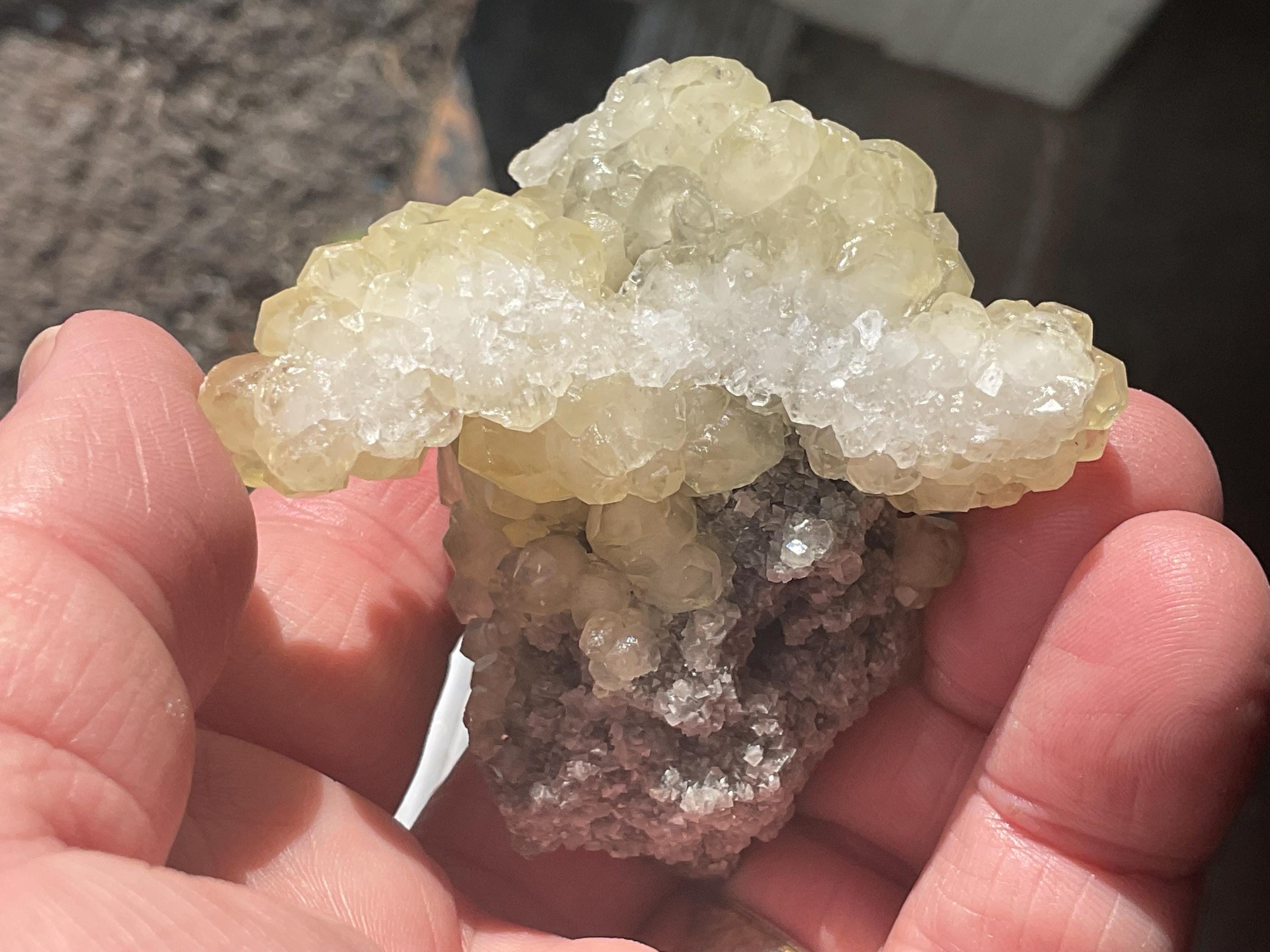 124g Yellow Botryoidal Calcite on Sphalerite Specimen 2C from Guizhou, China