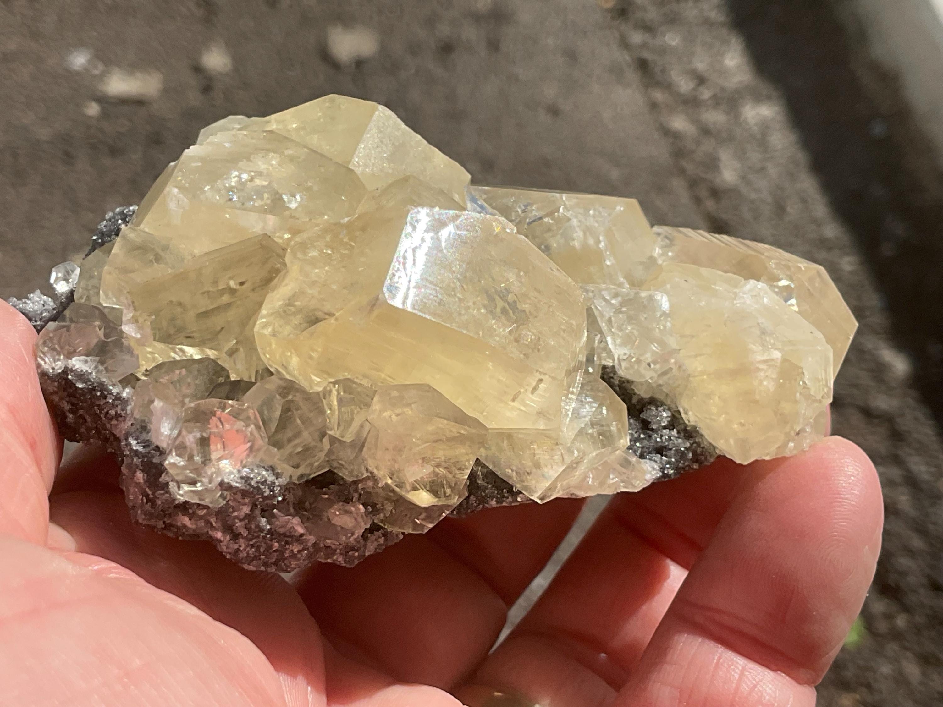 162g Champagne Diamond Calcite on Quartz/Sphalerite Matrix Specimen from Fujian, China