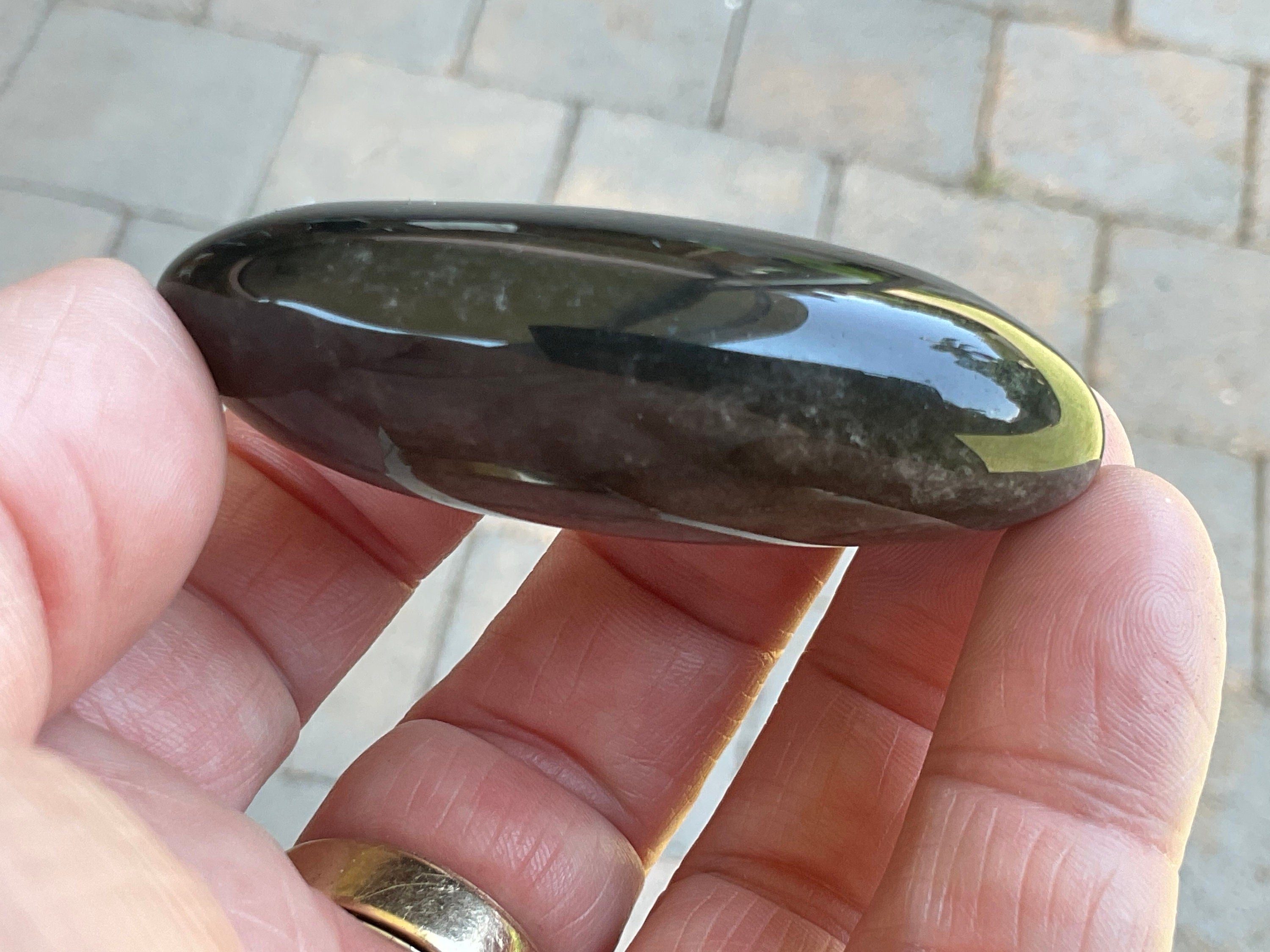 56g Silver Sheen Obsidian Palmstone 2A